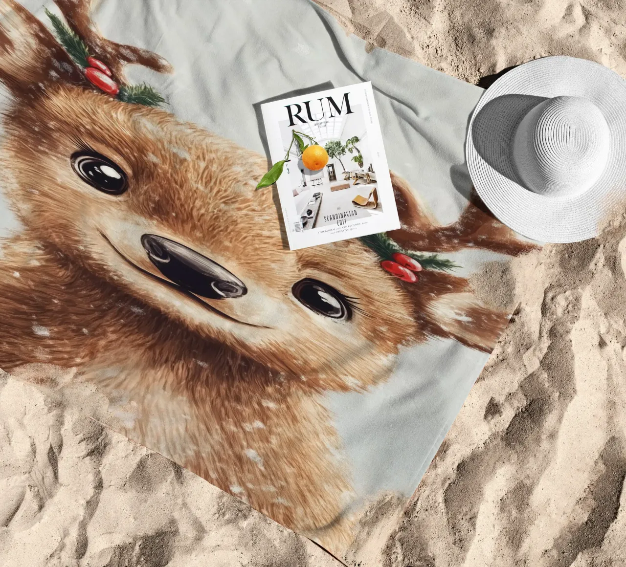 Eroe #27: Il cervo festeggia il Natale telo mare da farbenhelden