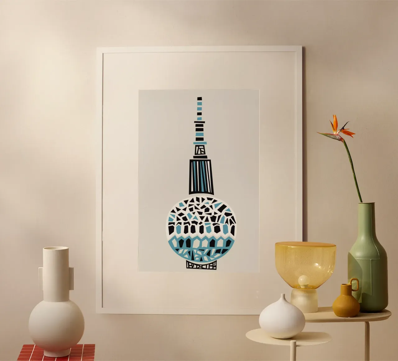 Torre della televisione di Berlino poster con telaio in legno da Fox & Velvet
