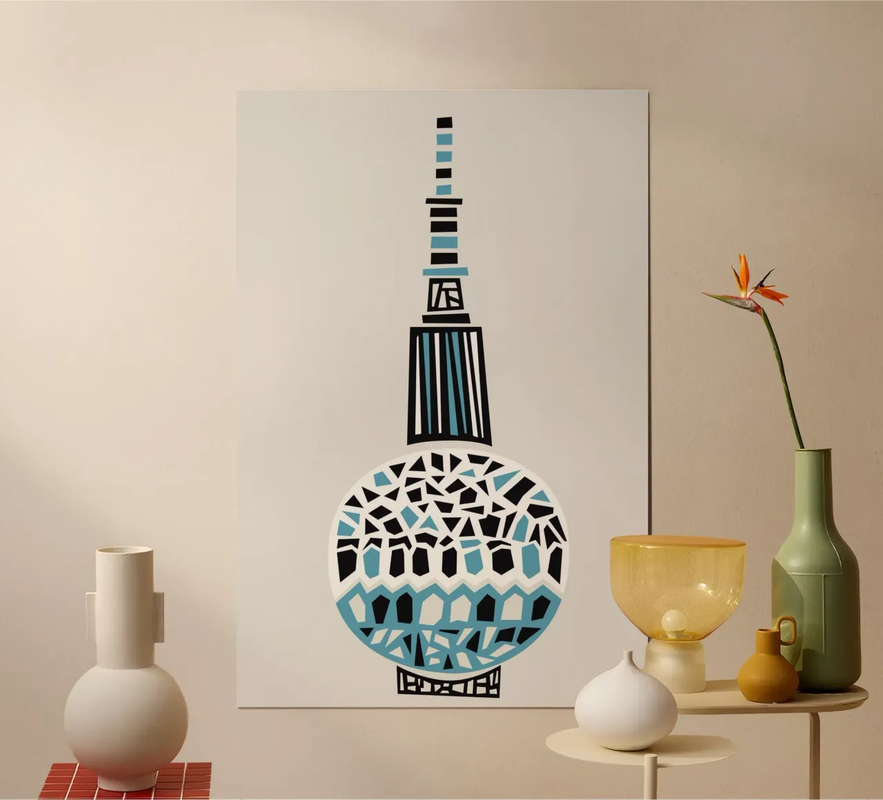 Torre della televisione di Berlino poster con telaio in legno da Fox & Velvet