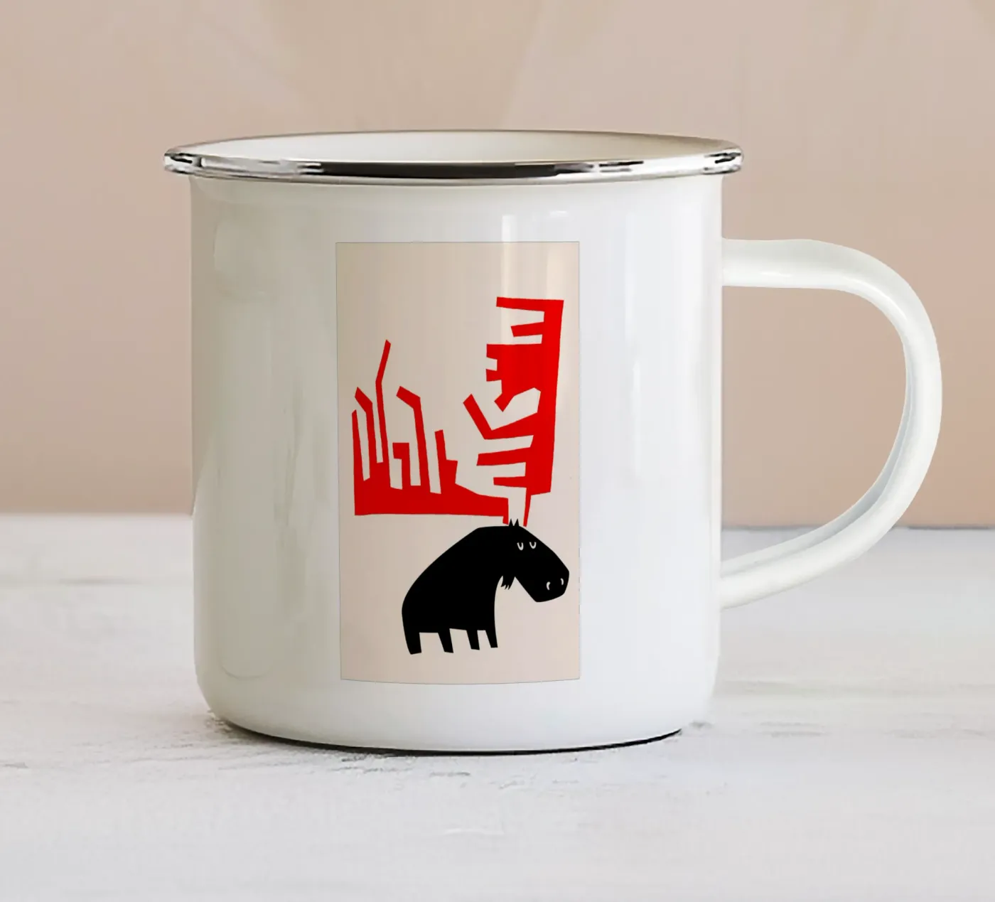 Grumpy Moose enamel mug by Fox & Velvet