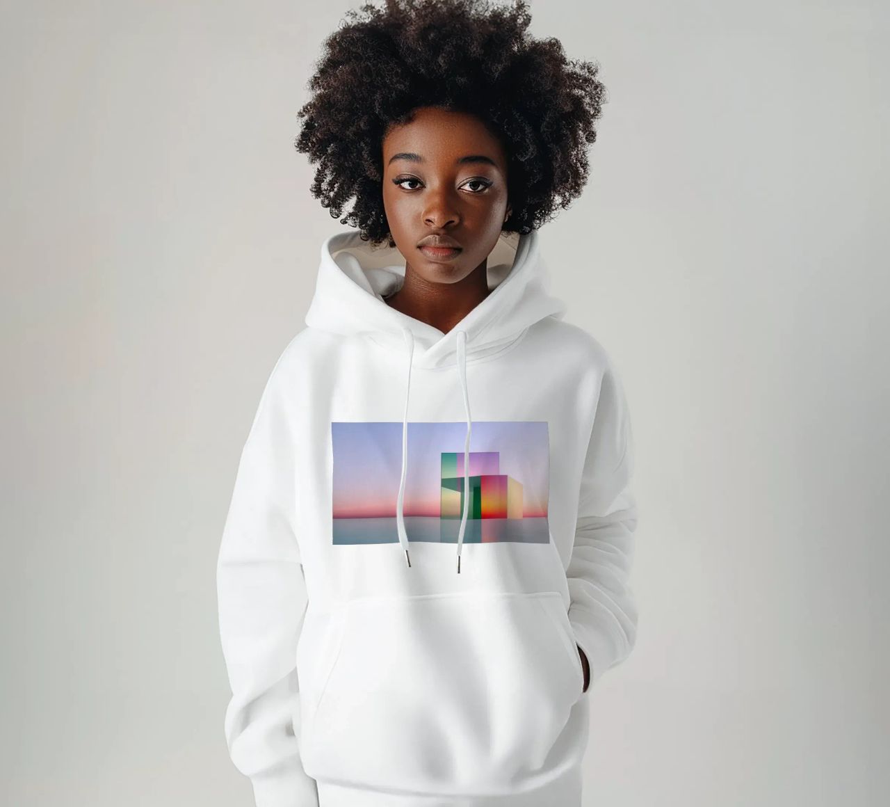 Riflessione del colore felpa con cappuccio da Geometric