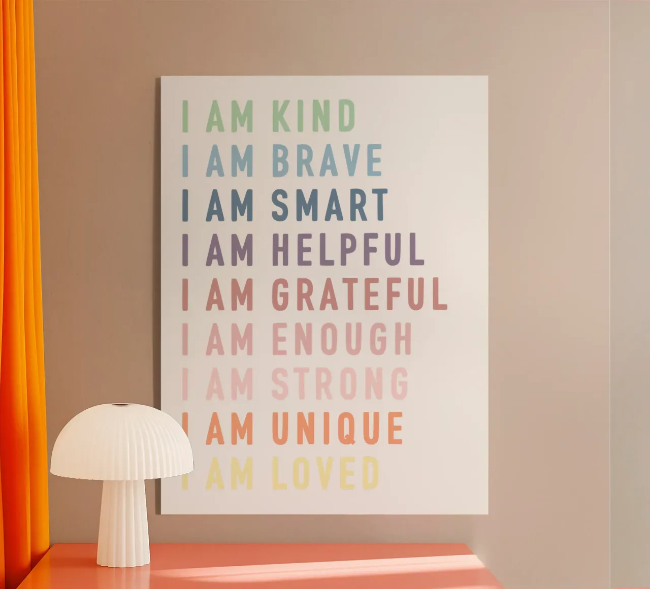 Positive Affirmations, Children's Nursery Playroom Print acrylic glass by Little Lola