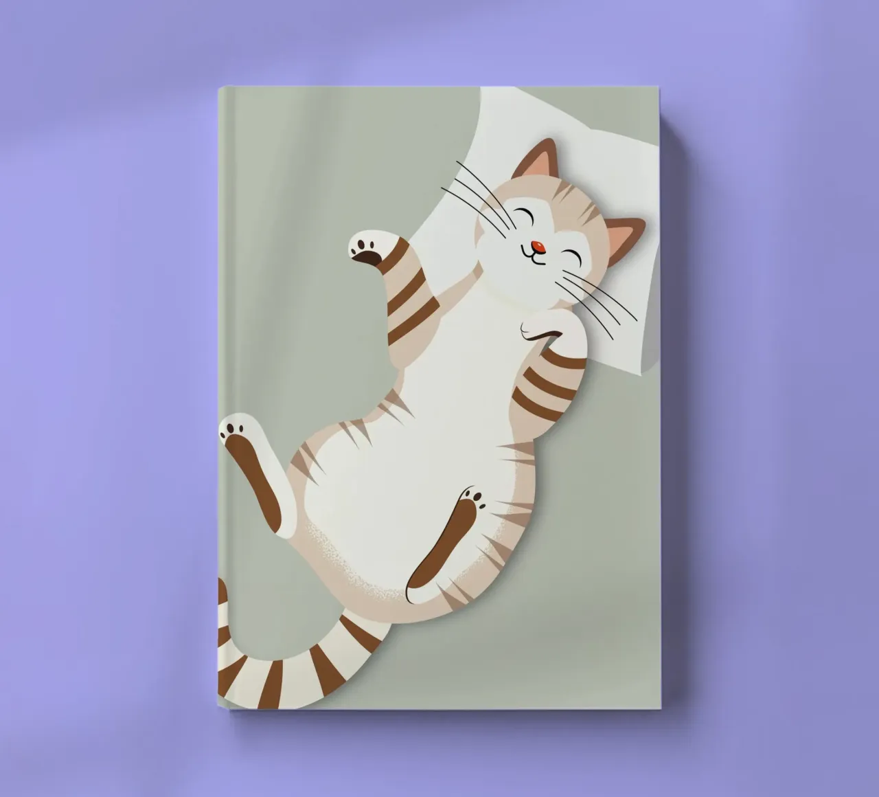Relaxed cat with cushion - Cosy animal design notebook by namosh