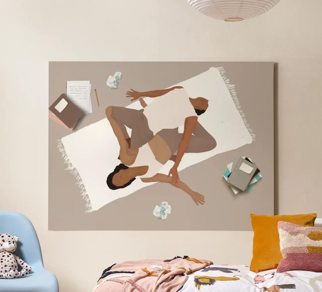 Yoga tijd voor stellen canvas met Baklijst van Urban Art Draw
