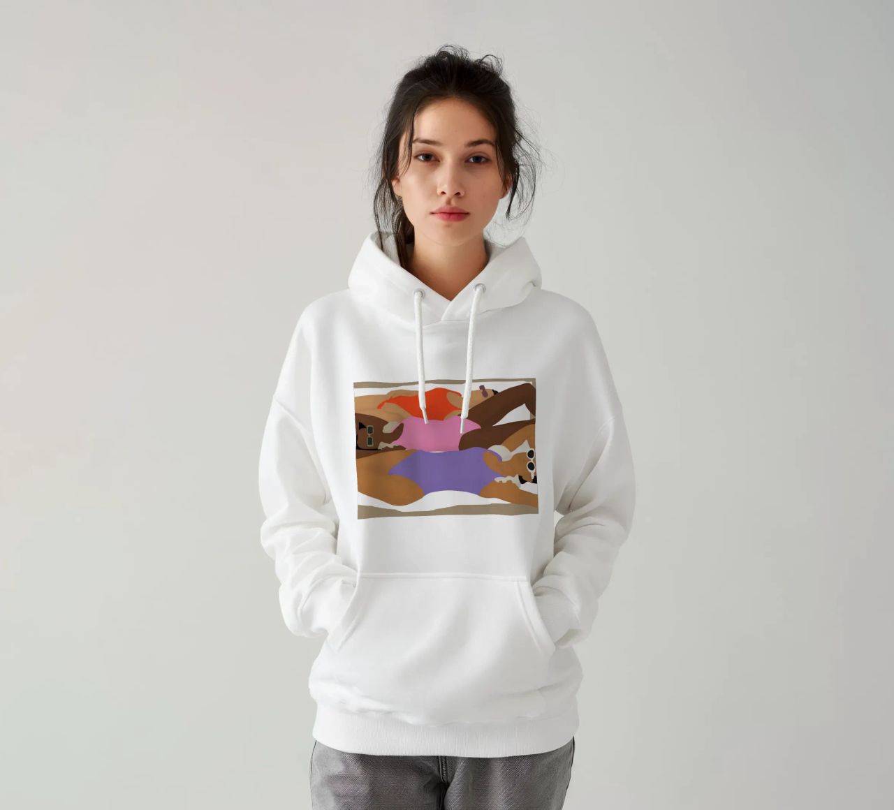 Ragazze sulla spiaggia felpa con cappuccio da Urban Art Draw