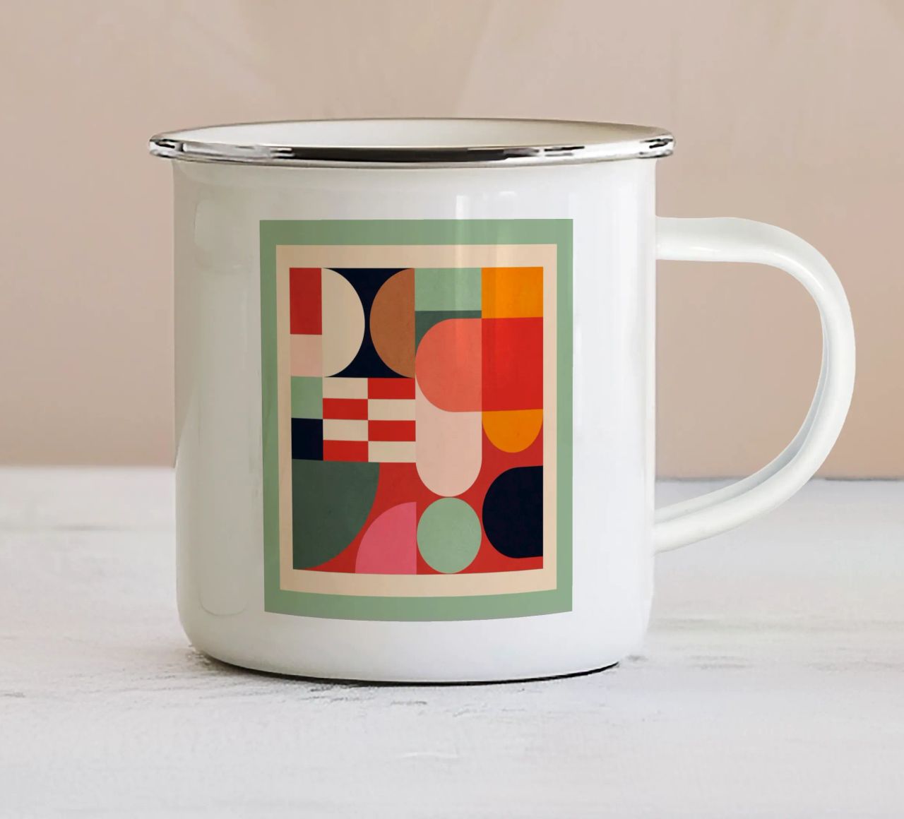 Abstract Geometric Shapes 194 enamel mug by Gaite