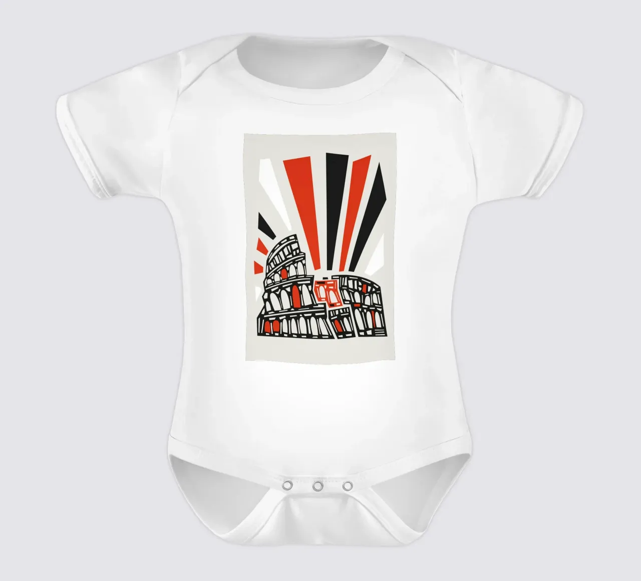 Colosseum Rome short-sleeve baby romper by Fox & Velvet