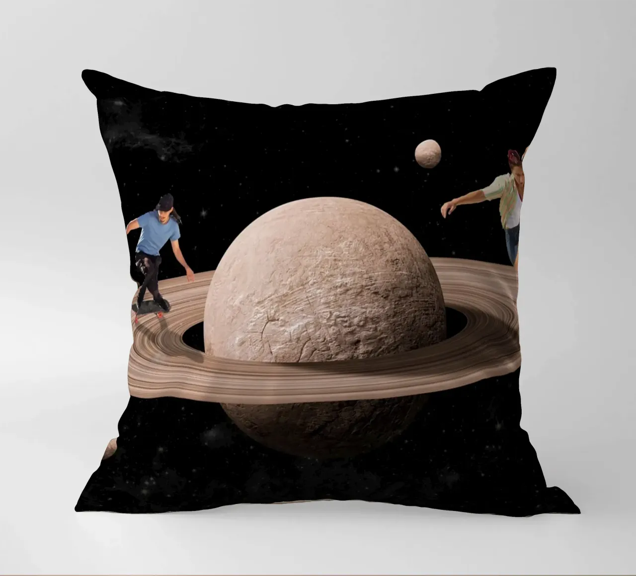 Skating in space decorative cushion by Urban Art Draw