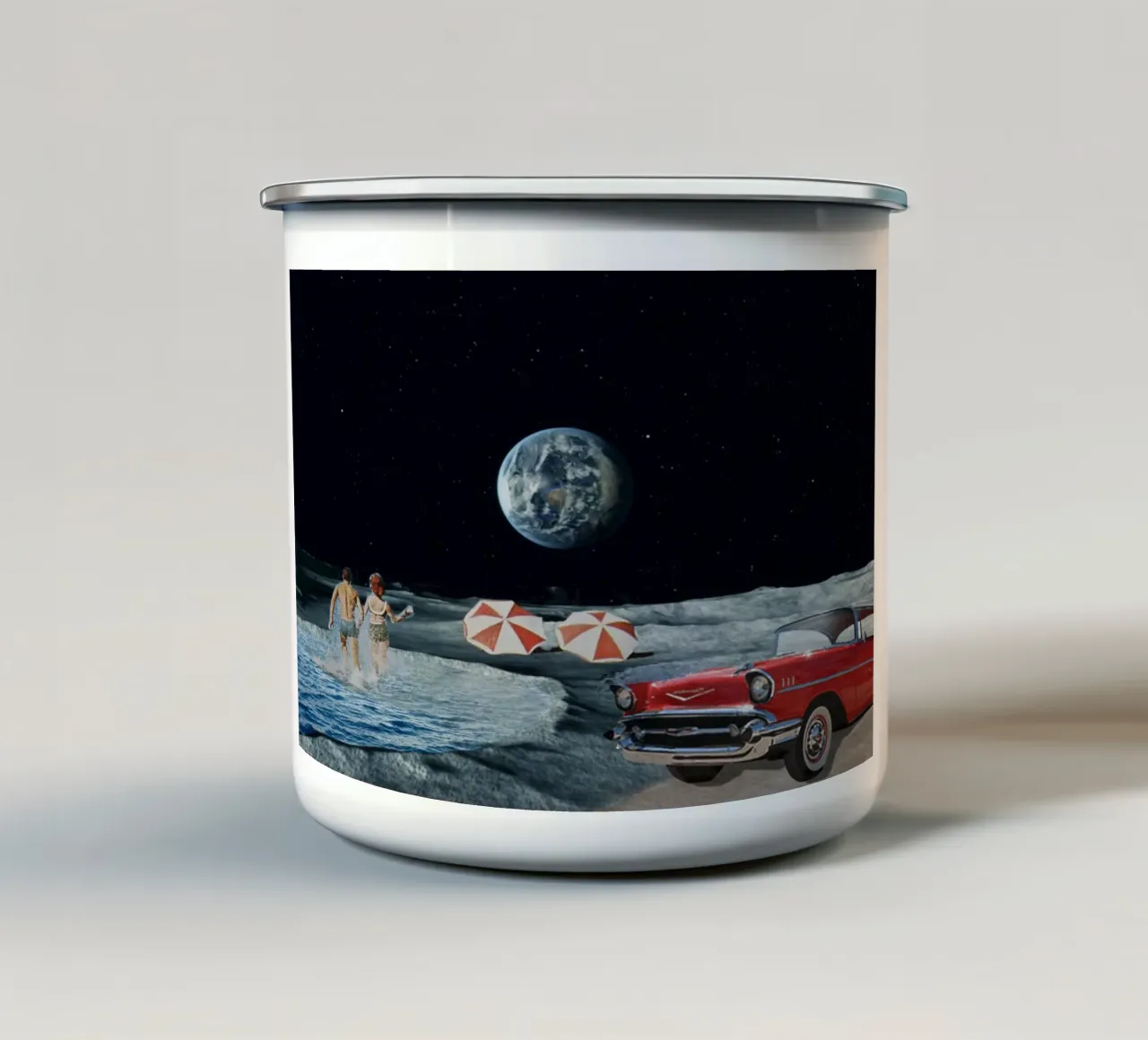 Chill in the Space enamel mug by Urban Art Draw