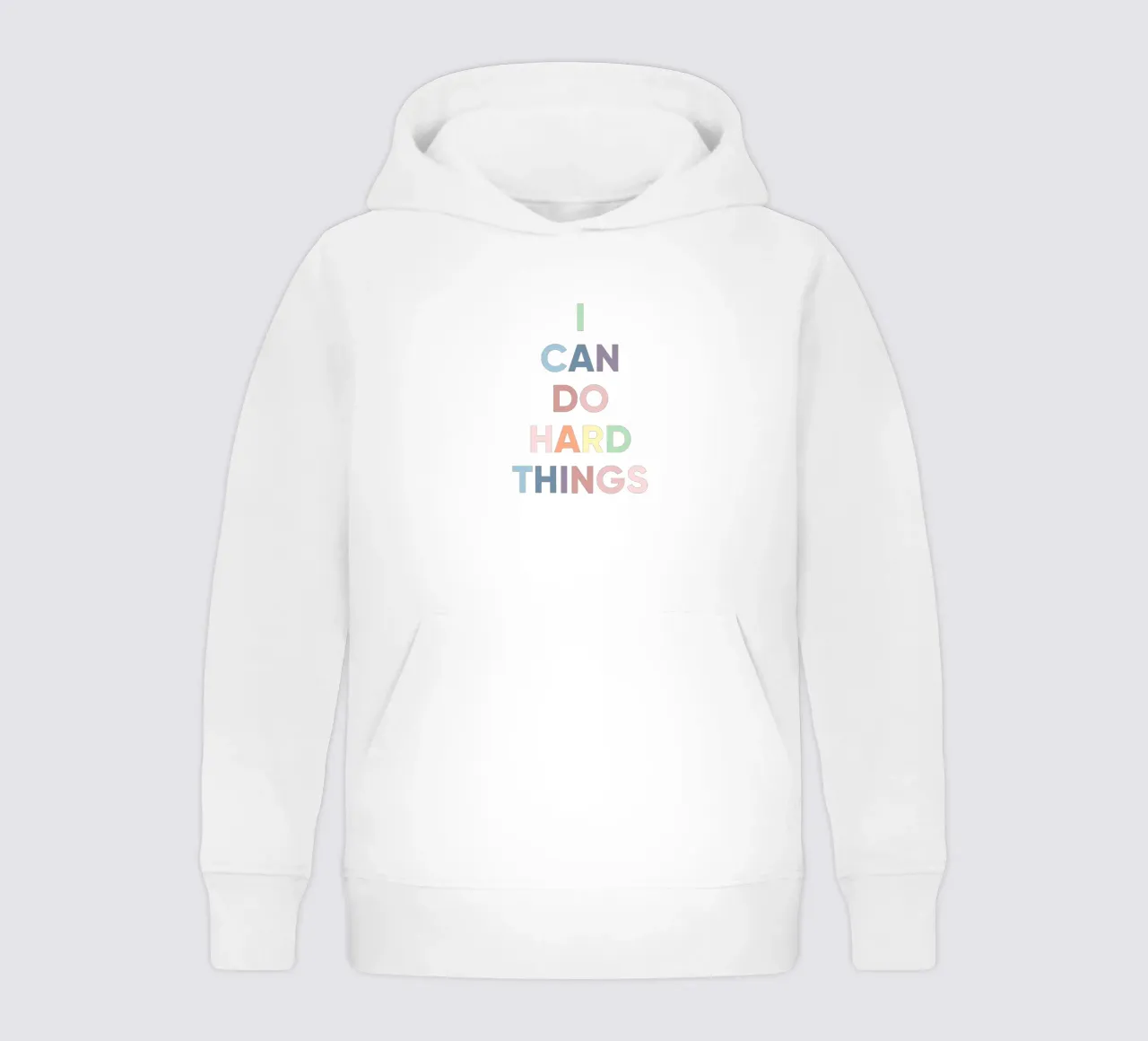I Can Do Hard Things, Affirmation Rainbow Print kids hoodie by Little Lola