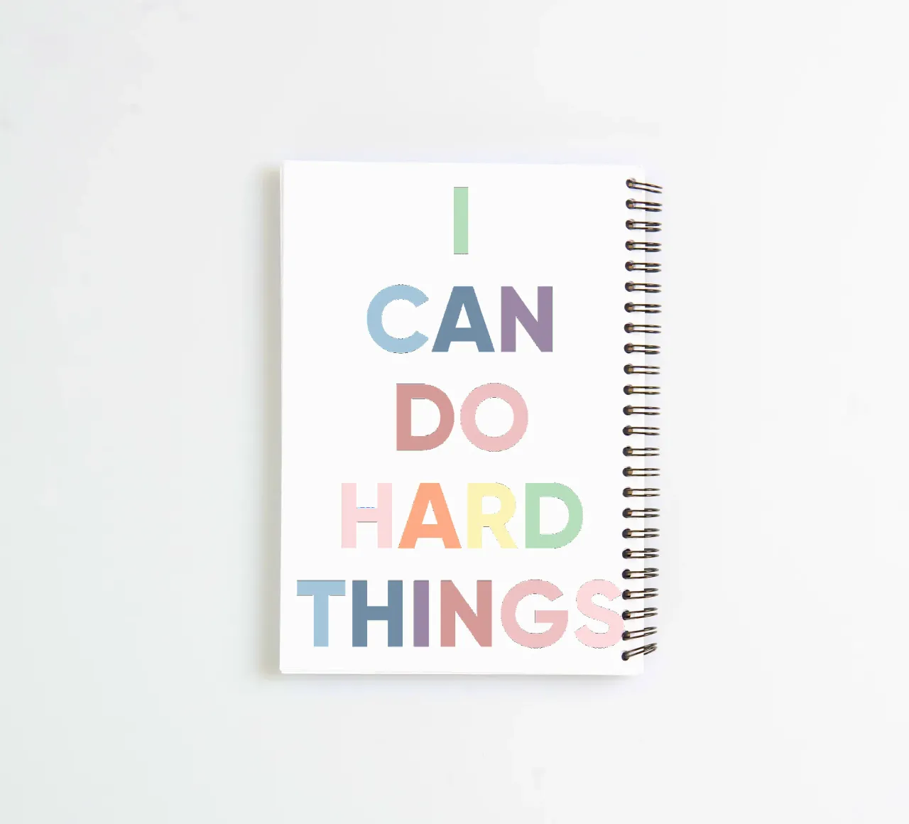 I Can Do Hard Things, Affirmation Rainbow Print spiral notebook by Little Lola