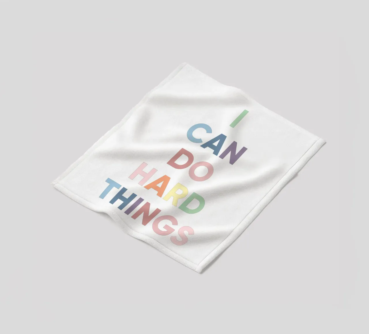 I Can Do Hard Things, Affirmation Rainbow Print fleece blanket by Little Lola