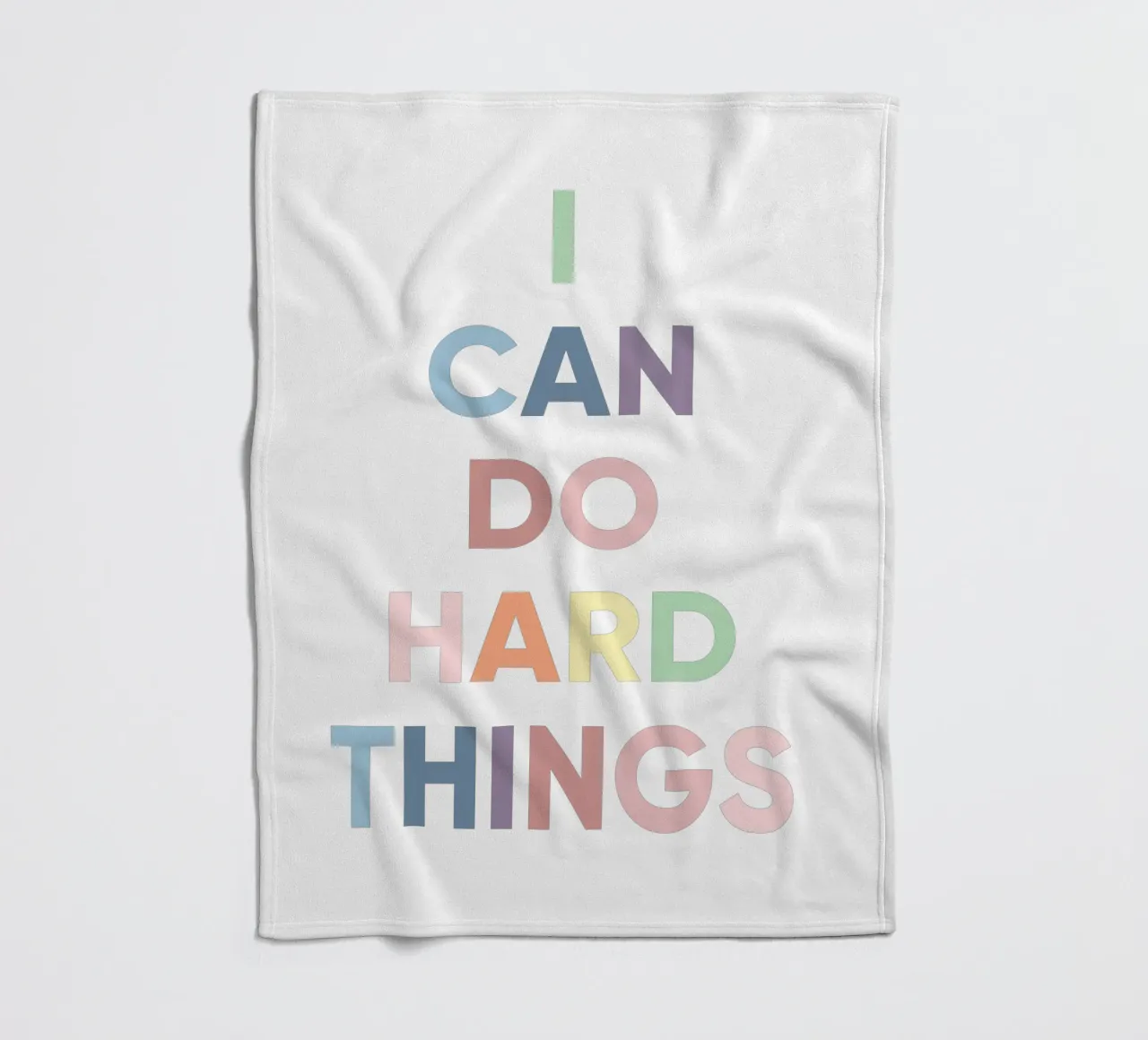 I Can Do Hard Things, Affirmation Rainbow Print fleece blanket by Little Lola
