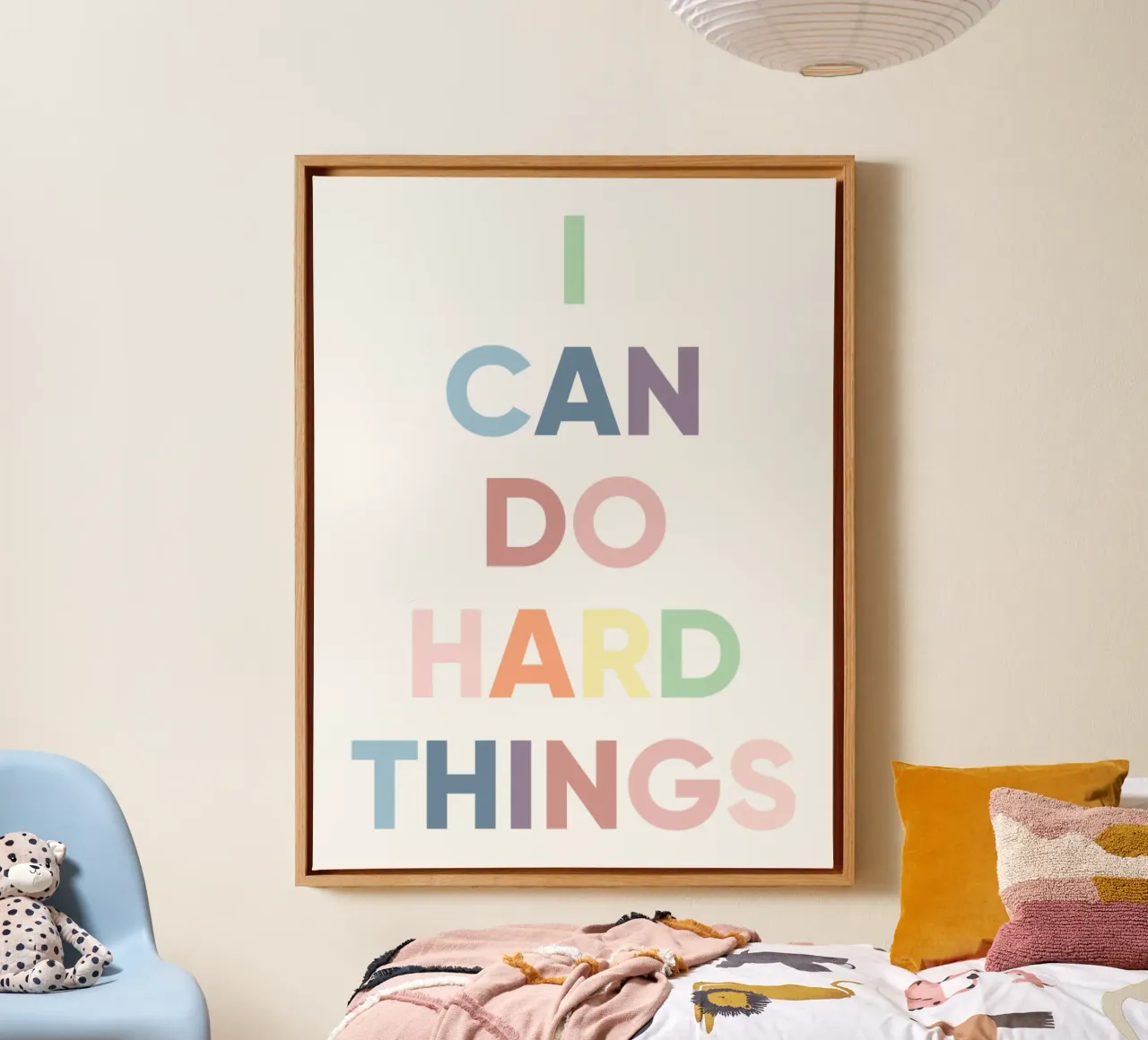 I Can Do Hard Things, Affirmation Rainbow Print canvas by Little Lola