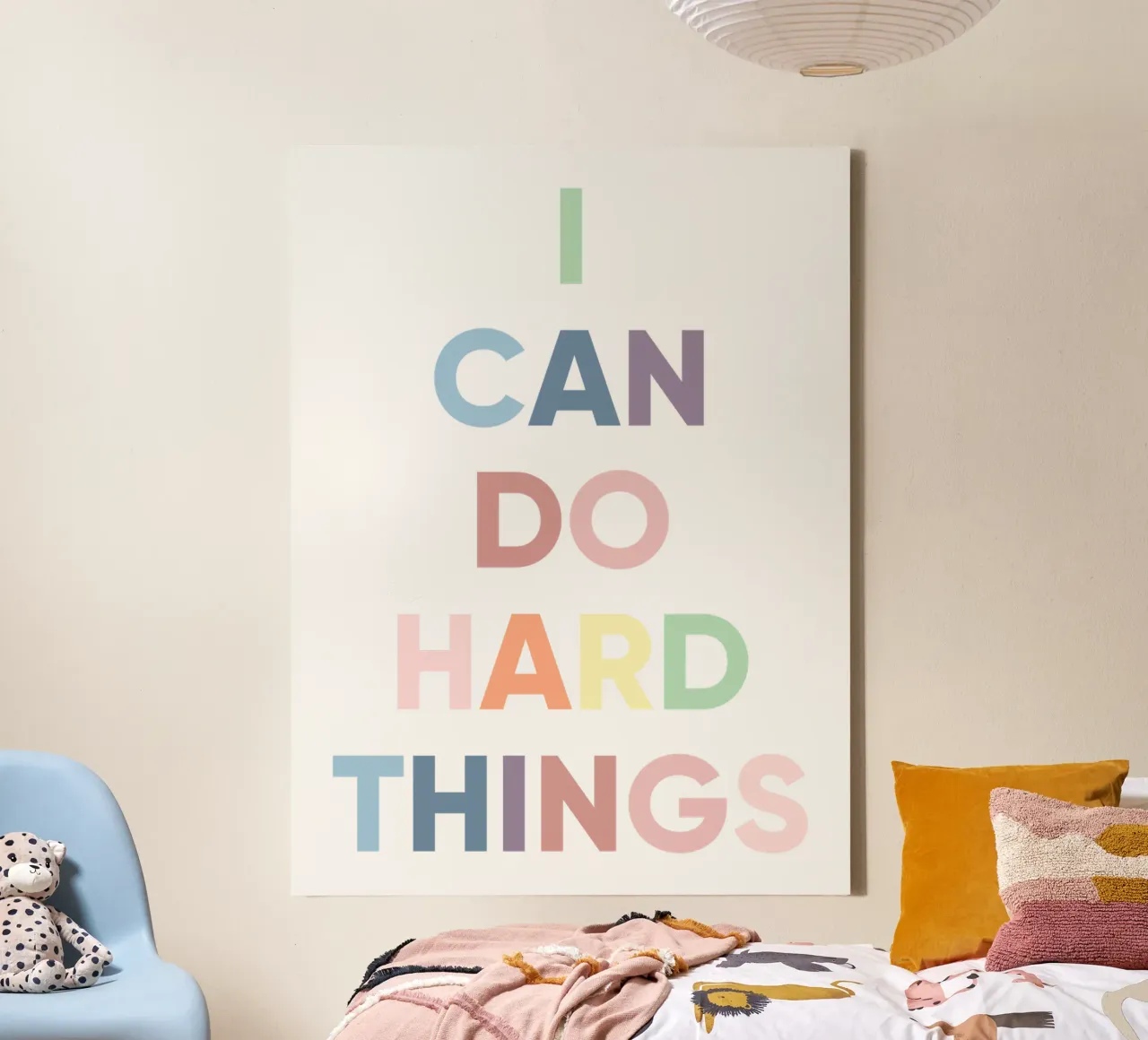 I Can Do Hard Things, Affirmation Rainbow Print canvas by Little Lola
