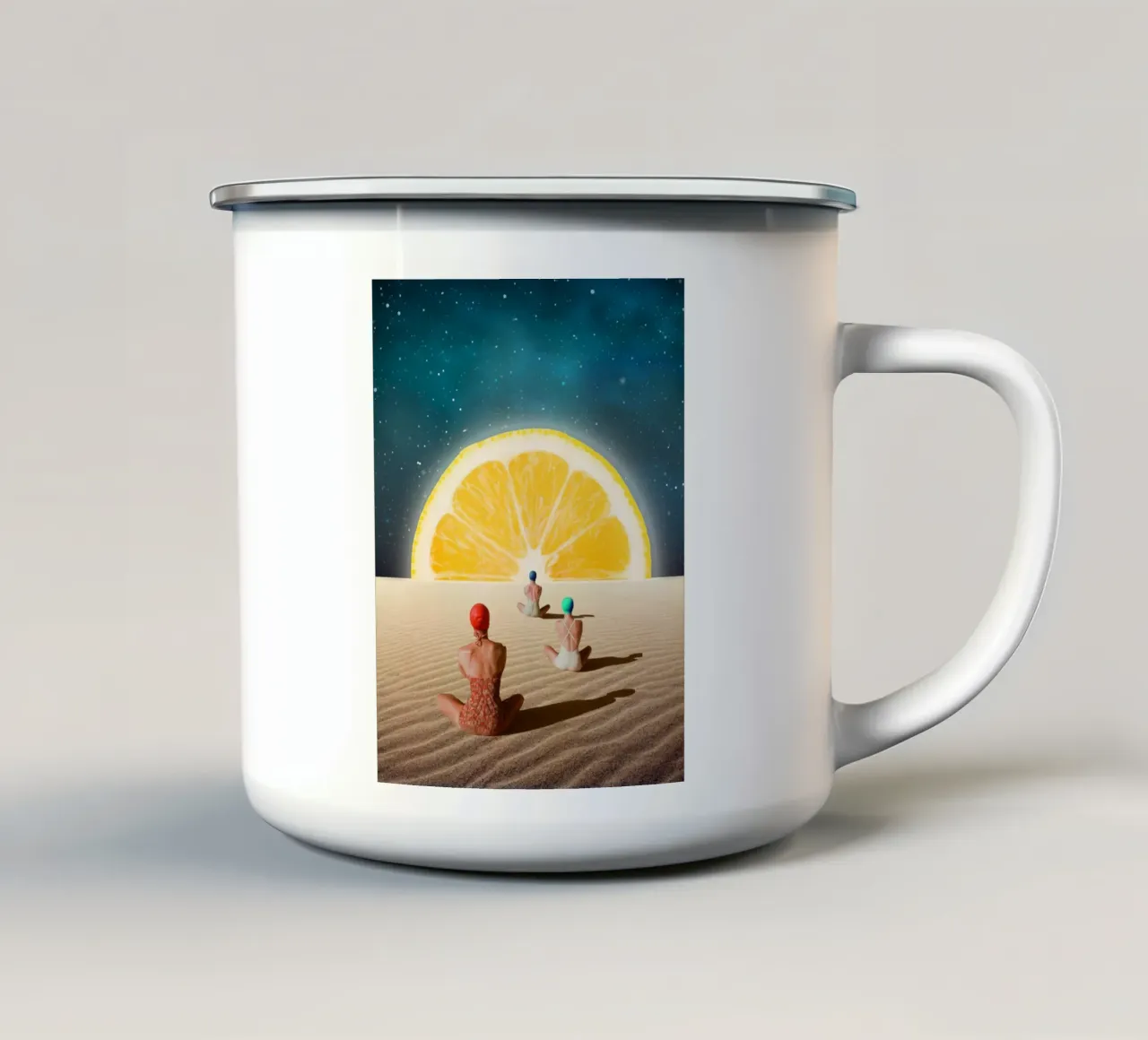 Meditazione al chiaro di luna del deserto tazza in smalto da Urban Art Draw