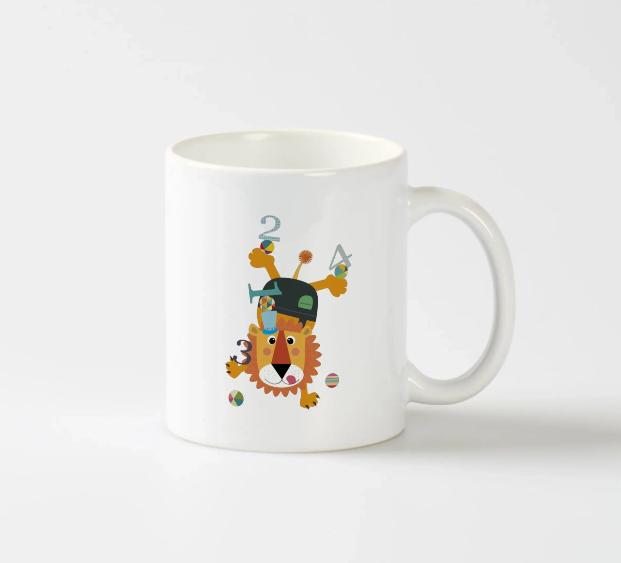 Adorabile leone giocoso e numeri tazza in ceramica da JaySan Studio