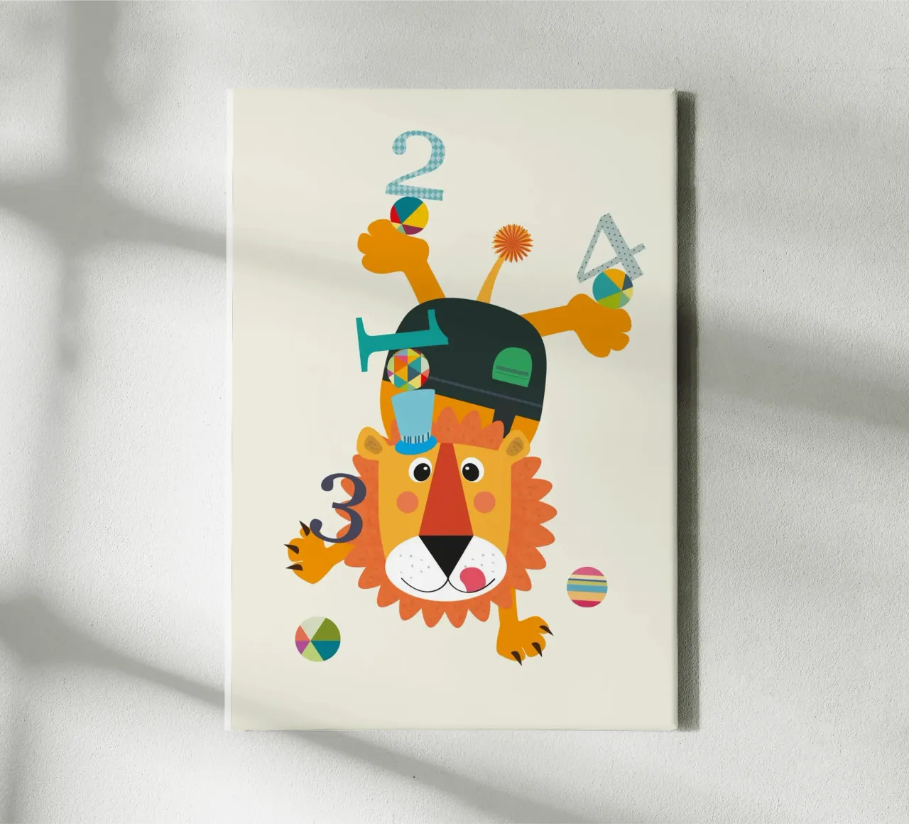 Adorable Playful Lion and Numbers canvas by JaySan Studio