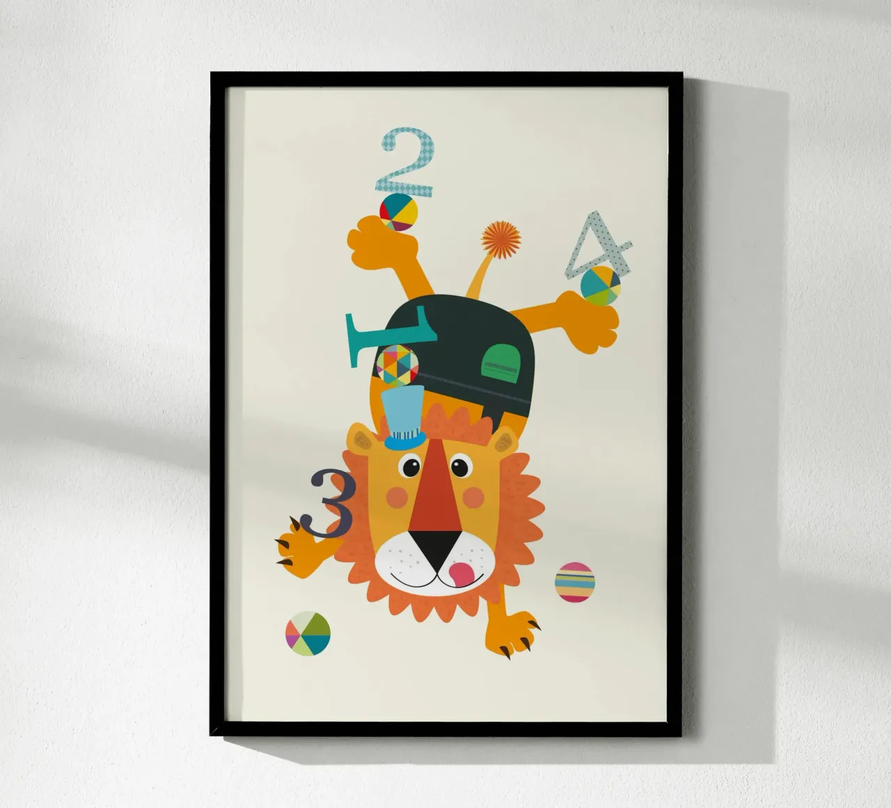 Adorable Playful Lion and Numbers hahnemühle by JaySan Studio