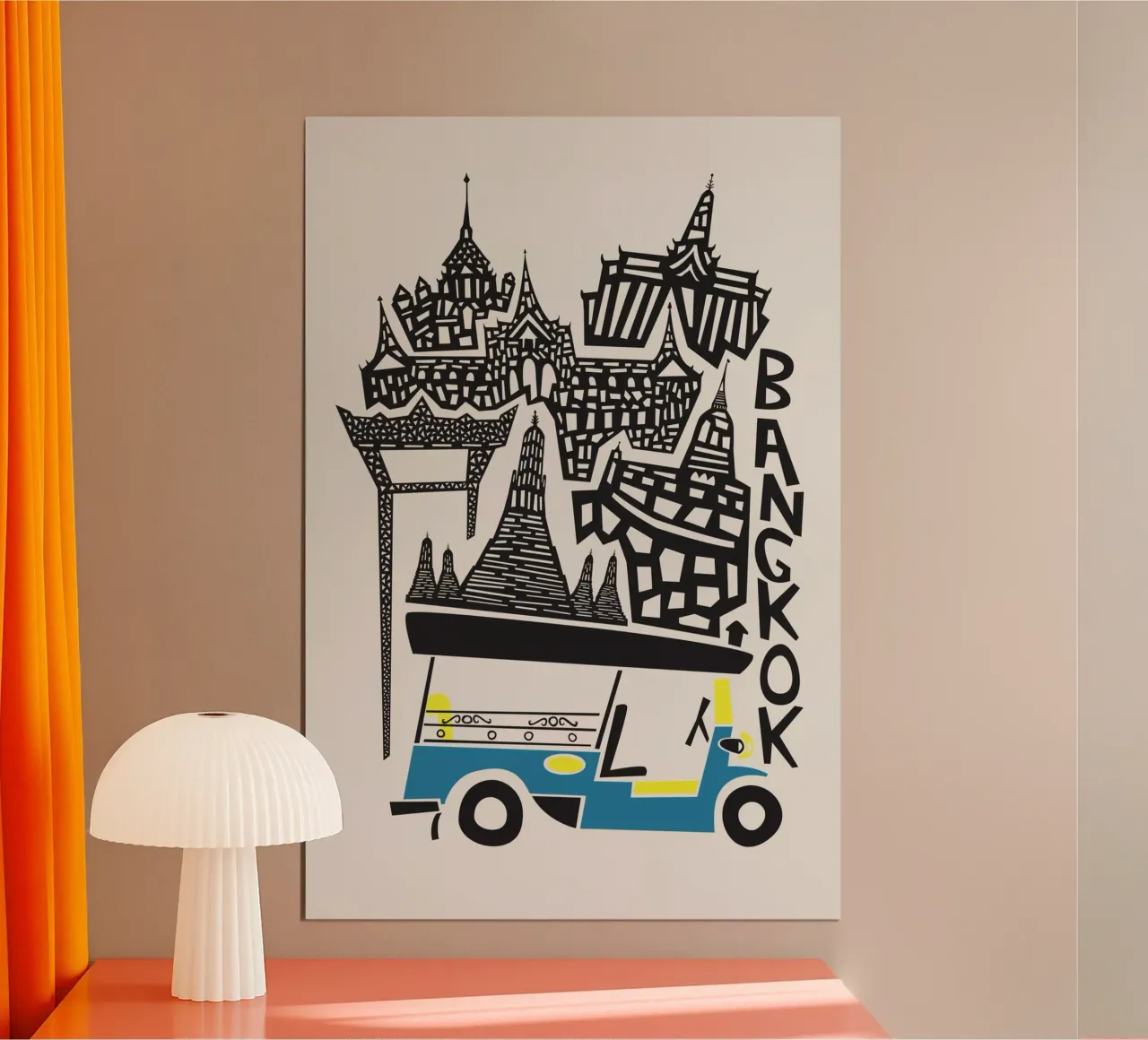 Paesaggio urbano di Bangkok poster con telaio in alluminio da Fox & Velvet