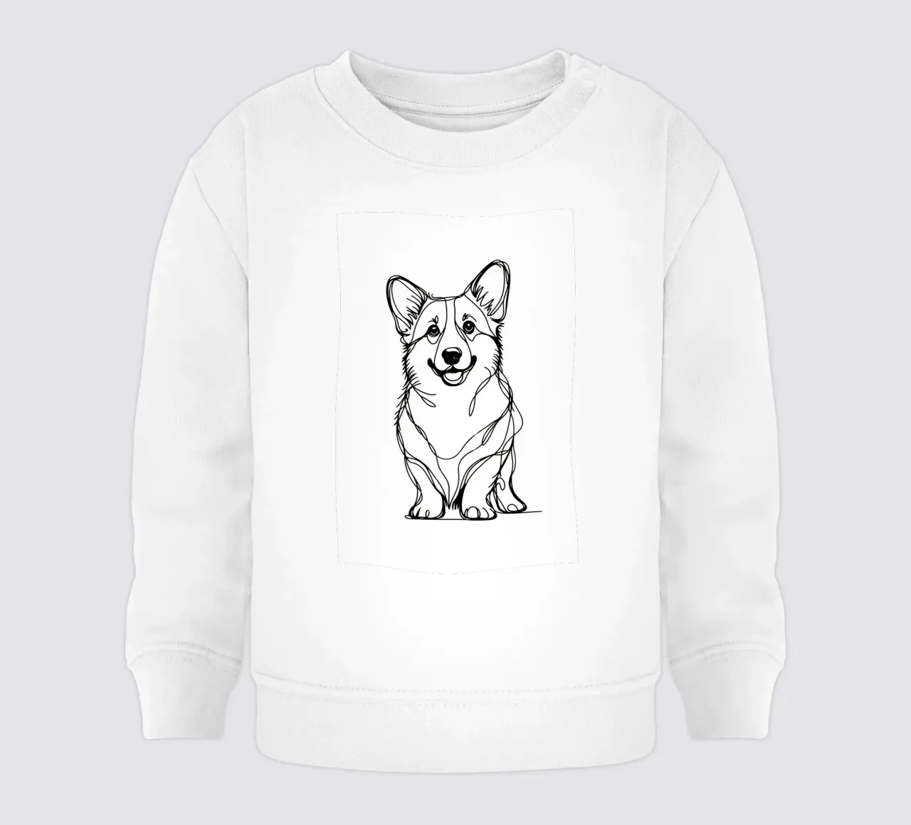 Disegno artistico lineare del cane Corgi felpa neonato da WijdevenDesign