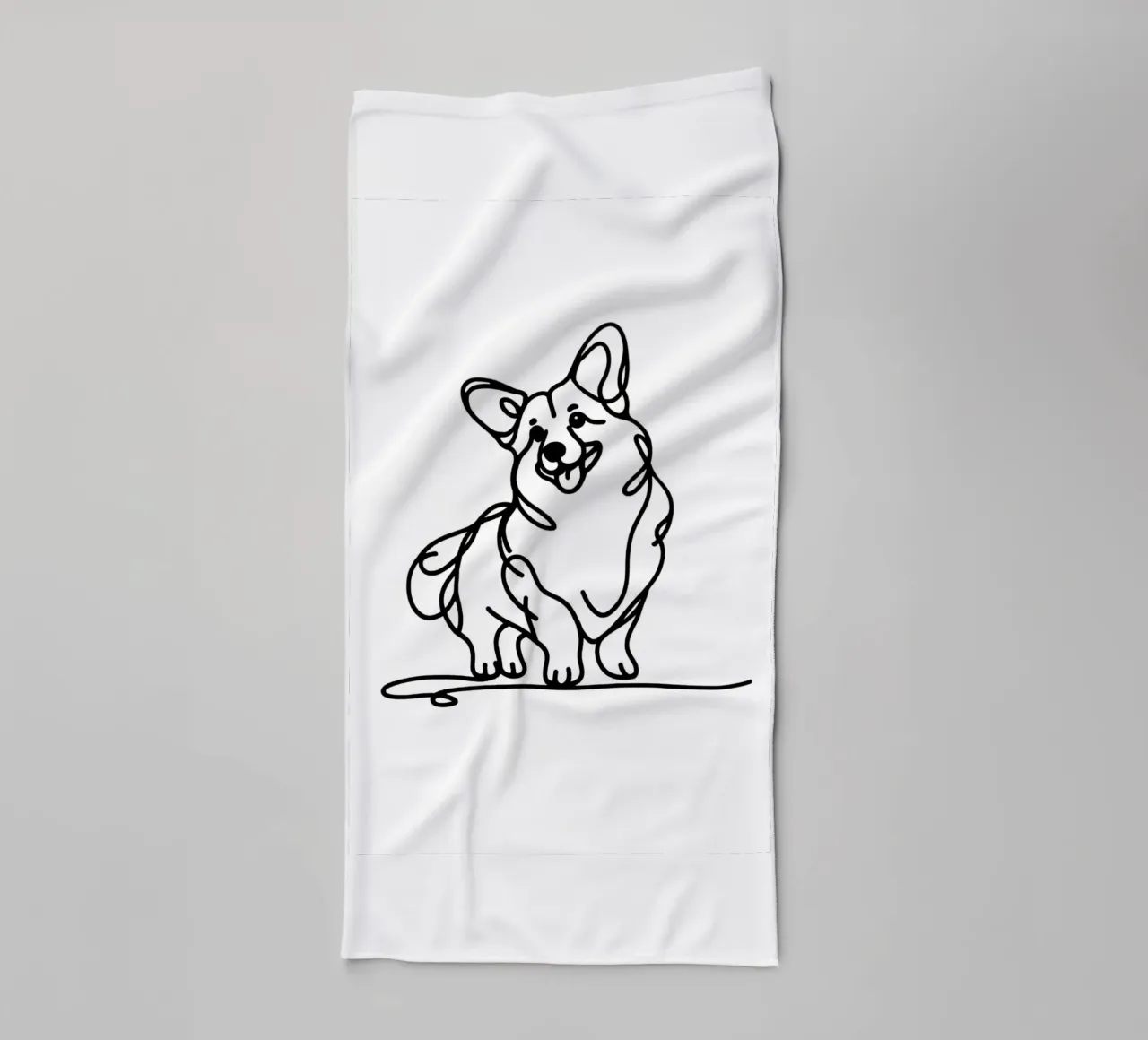Disegno artistico lineare del cane Corgi asciugamano da bagno da WijdevenDesign