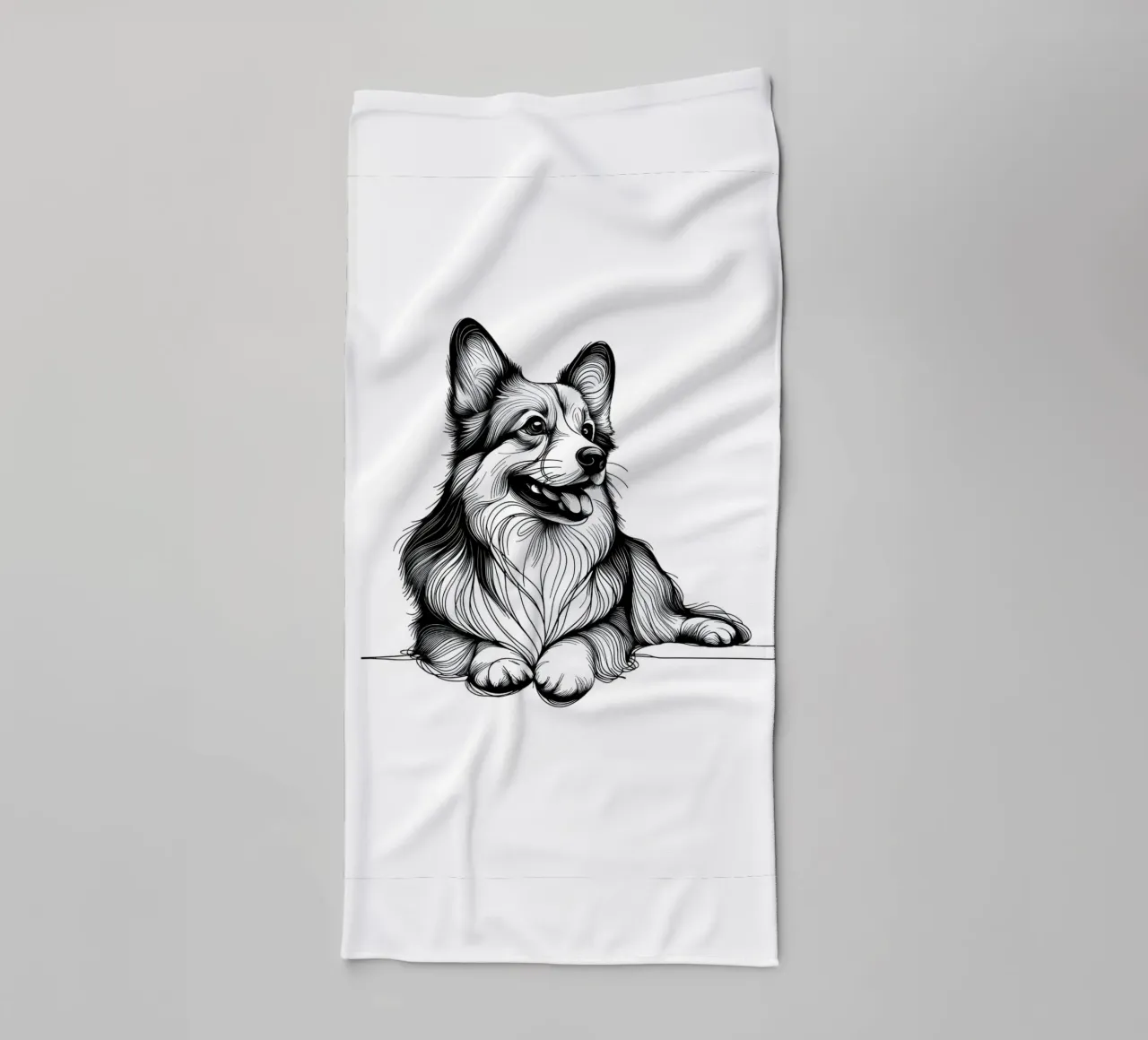 Corgi Dog Line Art Drawing serviette de bain de WijdevenDesign