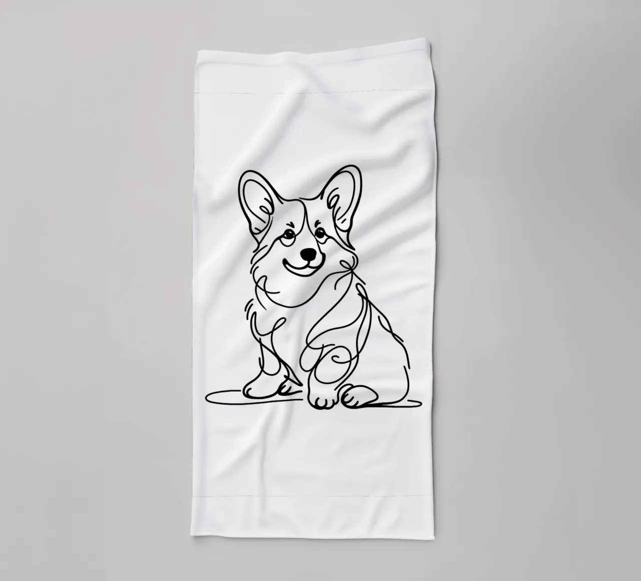 Disegno artistico lineare del cane Corgi asciugamano da bagno da WijdevenDesign