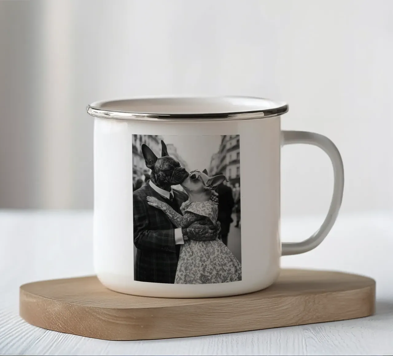 Appuntamento elegante tazza in smalto da Affiches Chien Originales – Dogland