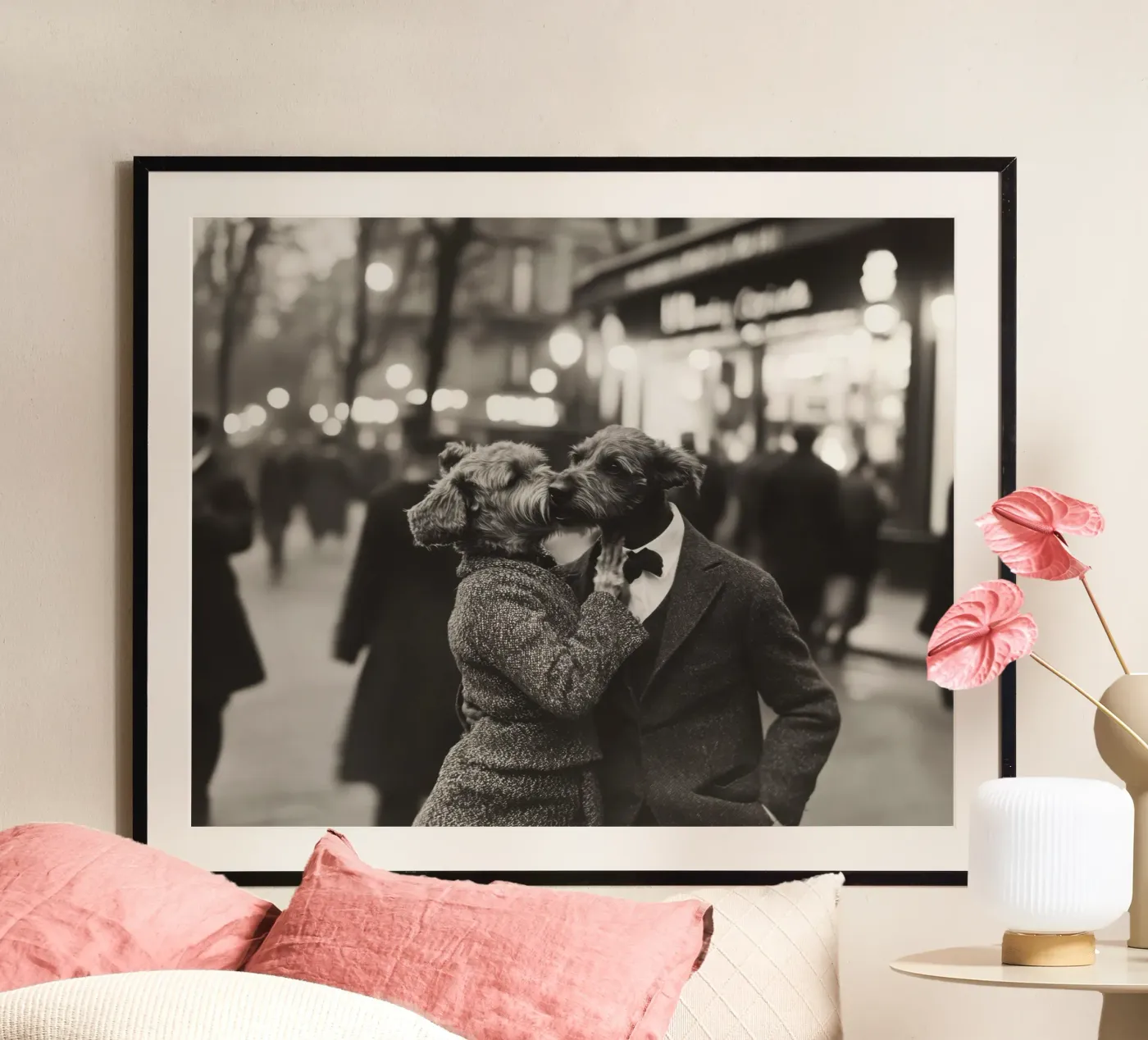 Liebe in der Nacht Poster von Affiches Chien Originales – Dogland