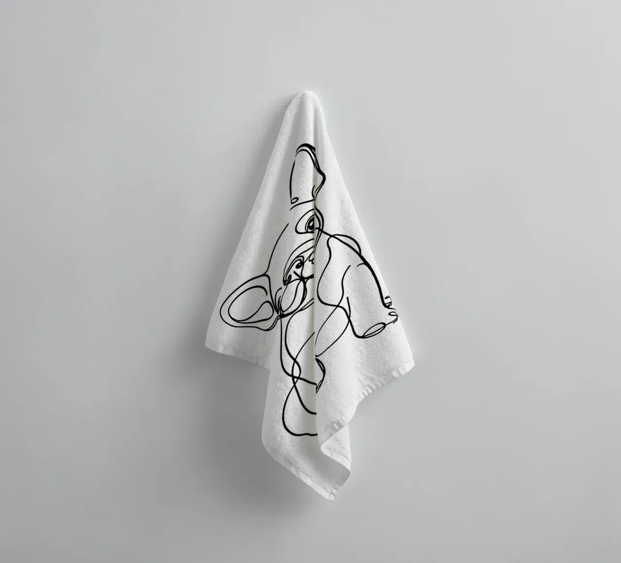 Cane bulldog francese Disegno d'arte lineare asciugamano da bagno da WijdevenDesign