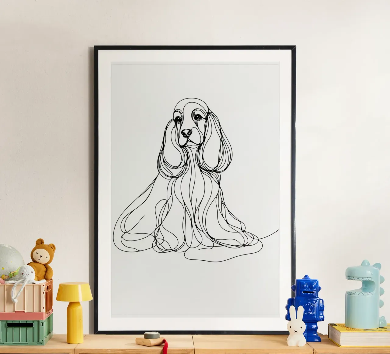 Disegno artistico lineare del cane Cocker Spaniel poster da WijdevenDesign