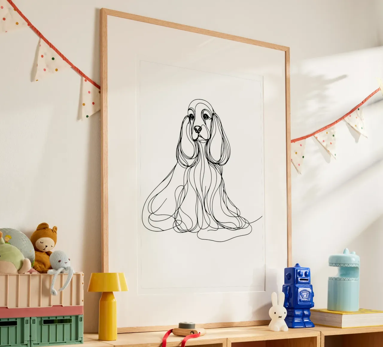 Disegno artistico lineare del cane Cocker Spaniel poster da WijdevenDesign