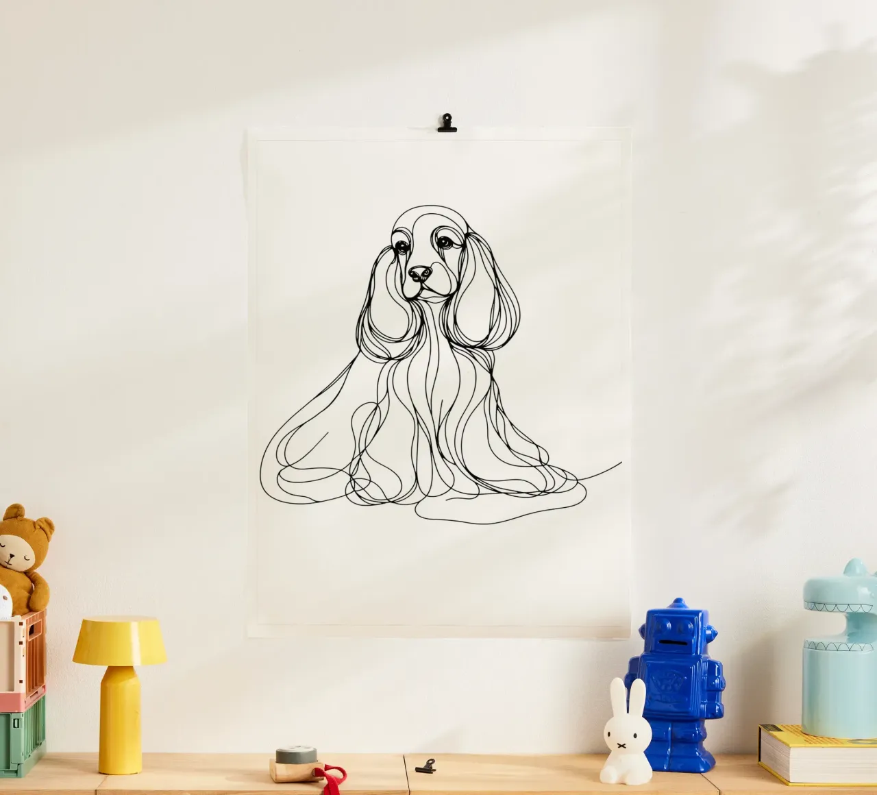 Disegno artistico lineare del cane Cocker Spaniel poster da WijdevenDesign
