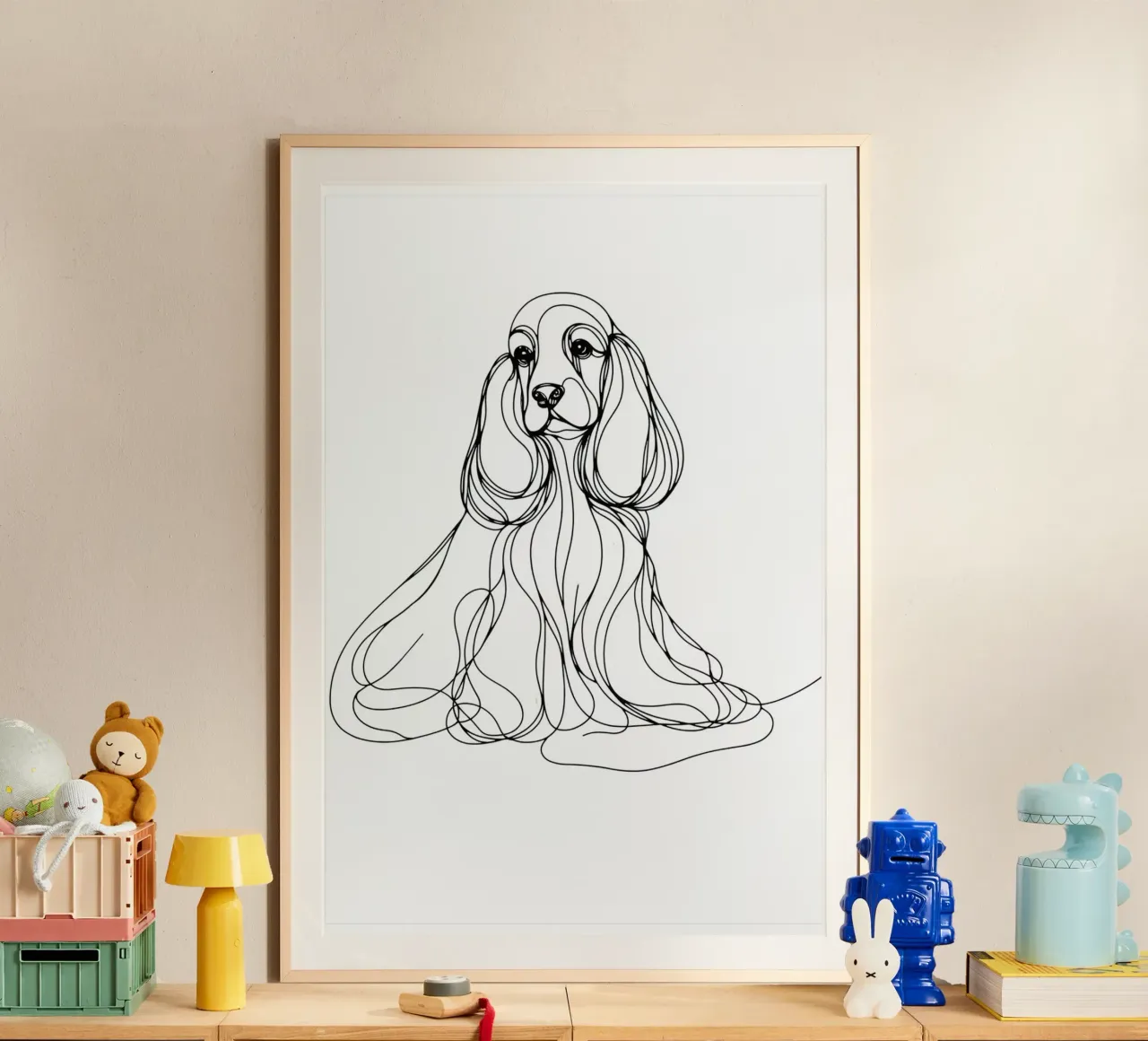 Disegno artistico lineare del cane Cocker Spaniel poster da WijdevenDesign