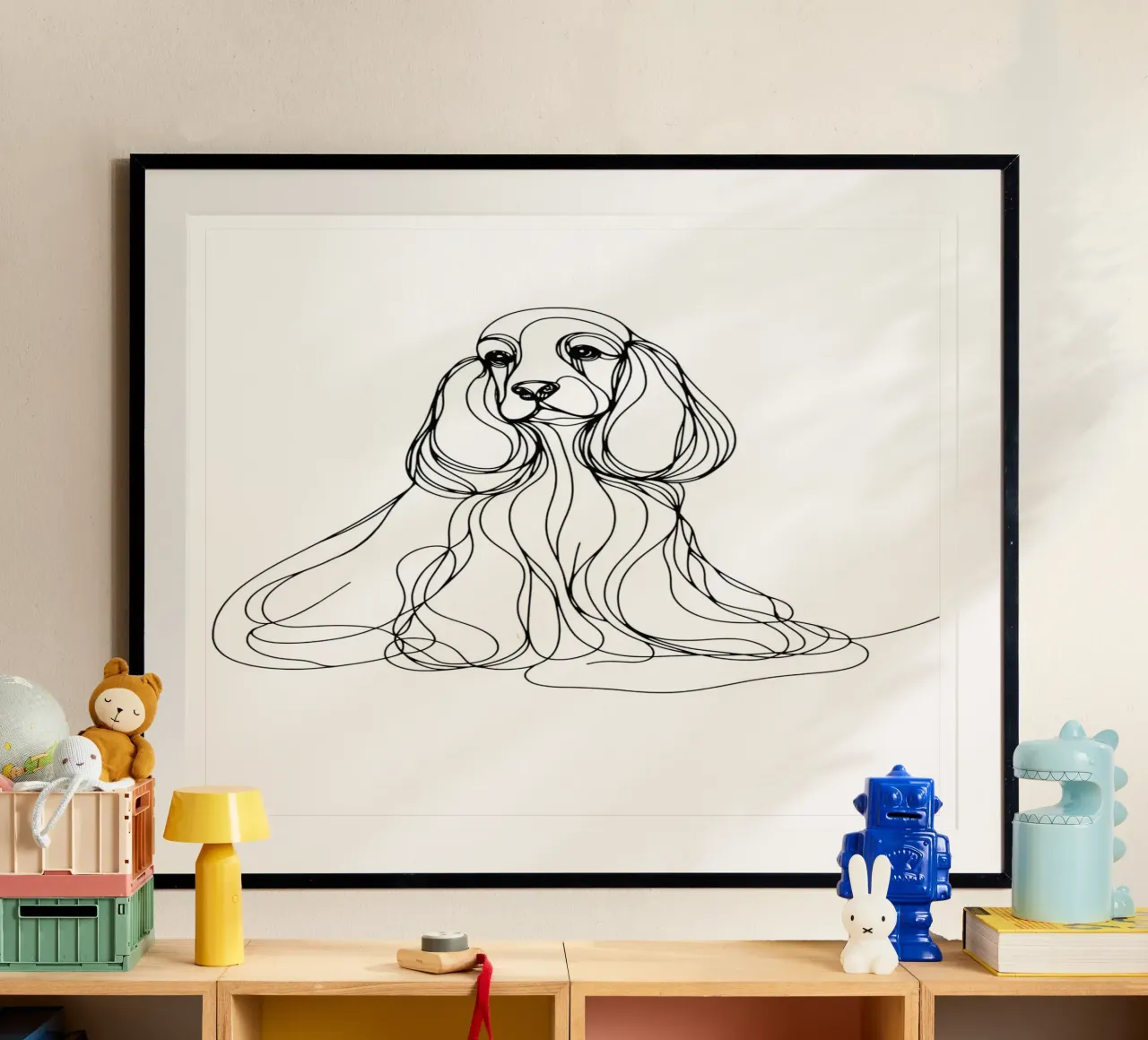 Disegno artistico lineare del cane Cocker Spaniel poster da WijdevenDesign
