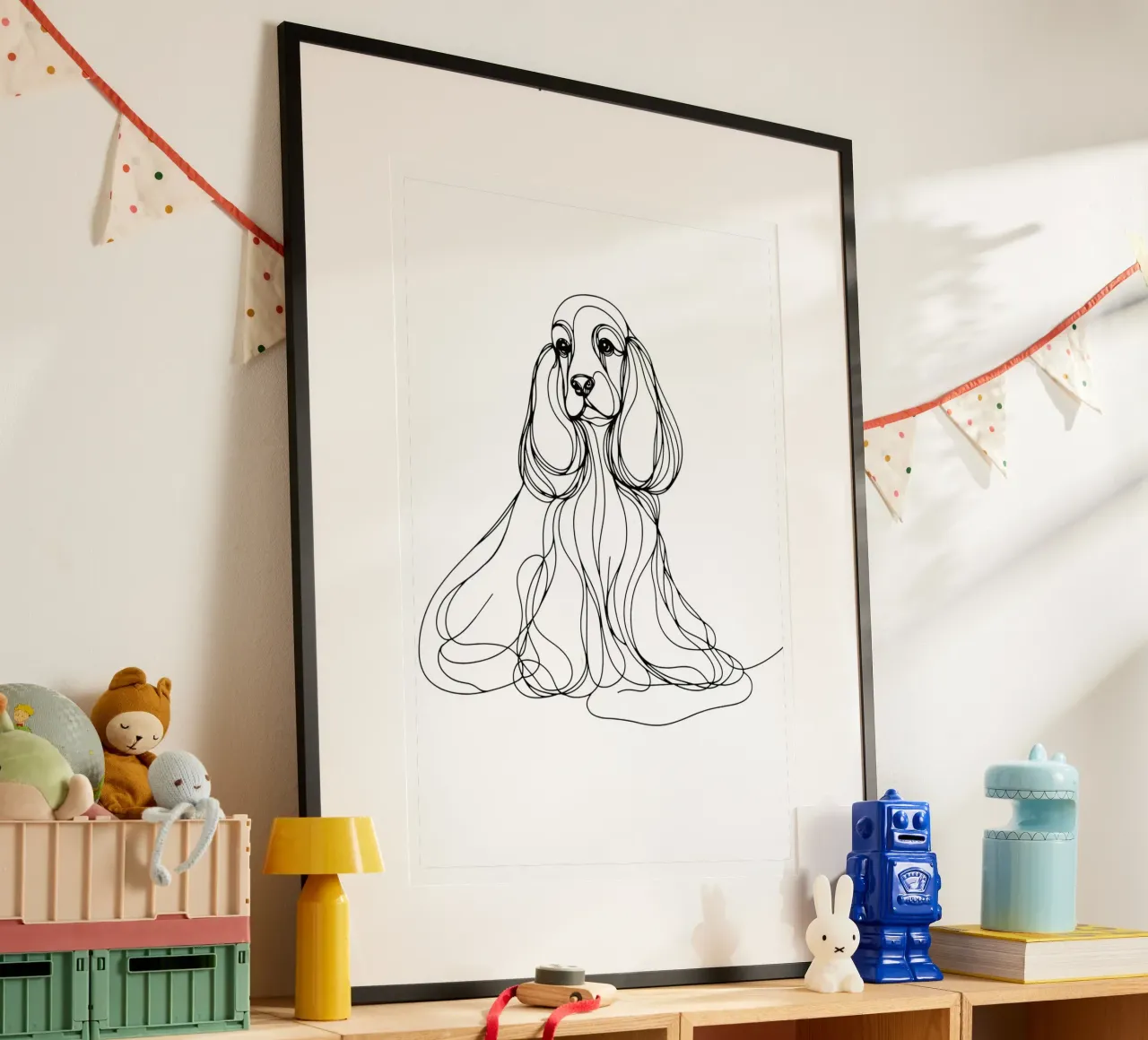 Disegno artistico lineare del cane Cocker Spaniel poster da WijdevenDesign