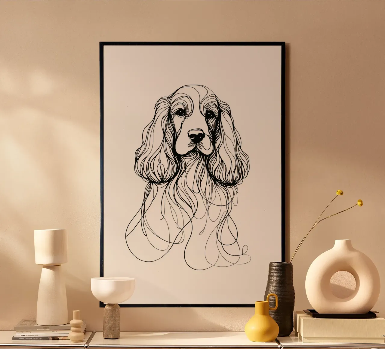 Disegno artistico lineare del cane Cocker Spaniel poster da WijdevenDesign