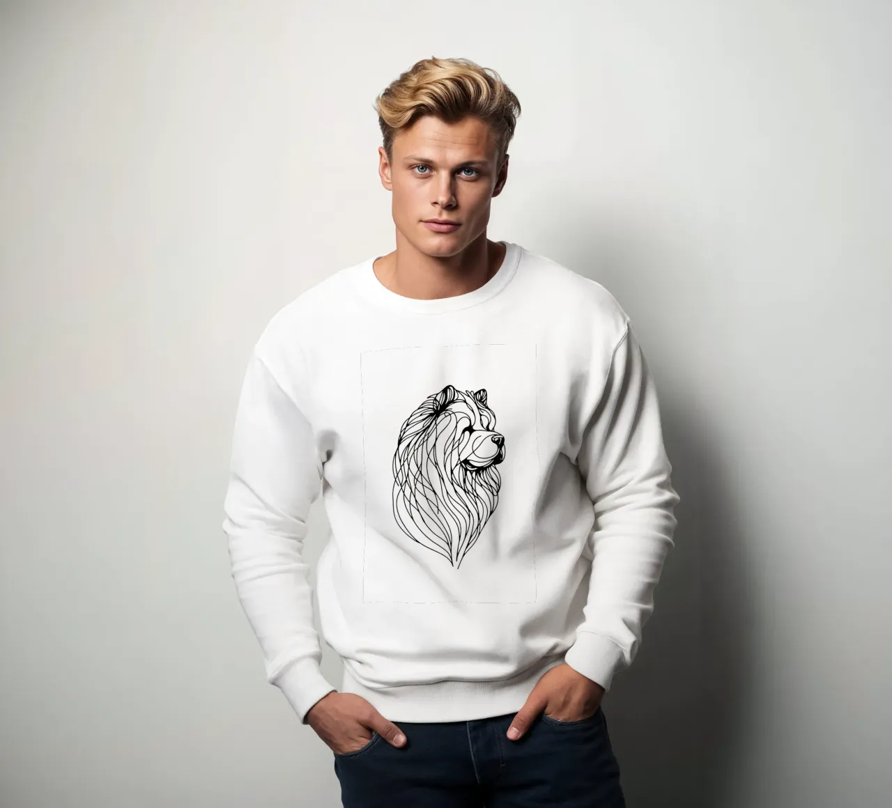 Chien Chow Chow Dessin au trait sweat de WijdevenDesign