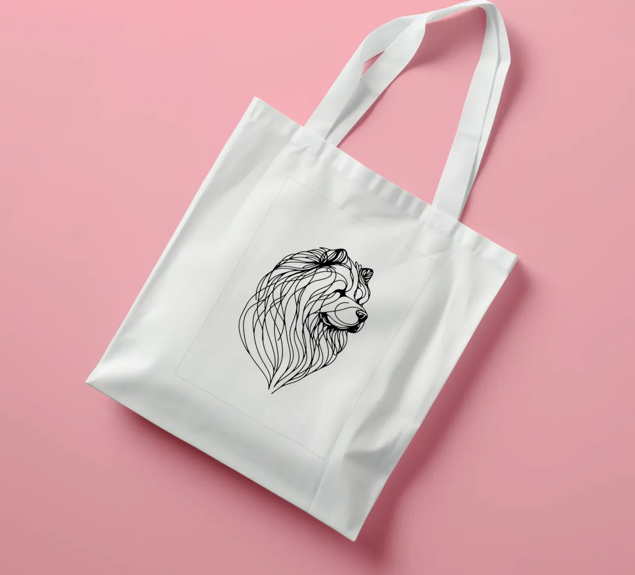 Chow Chow Hund Line Art Zeichnung Jutebeutel von WijdevenDesign