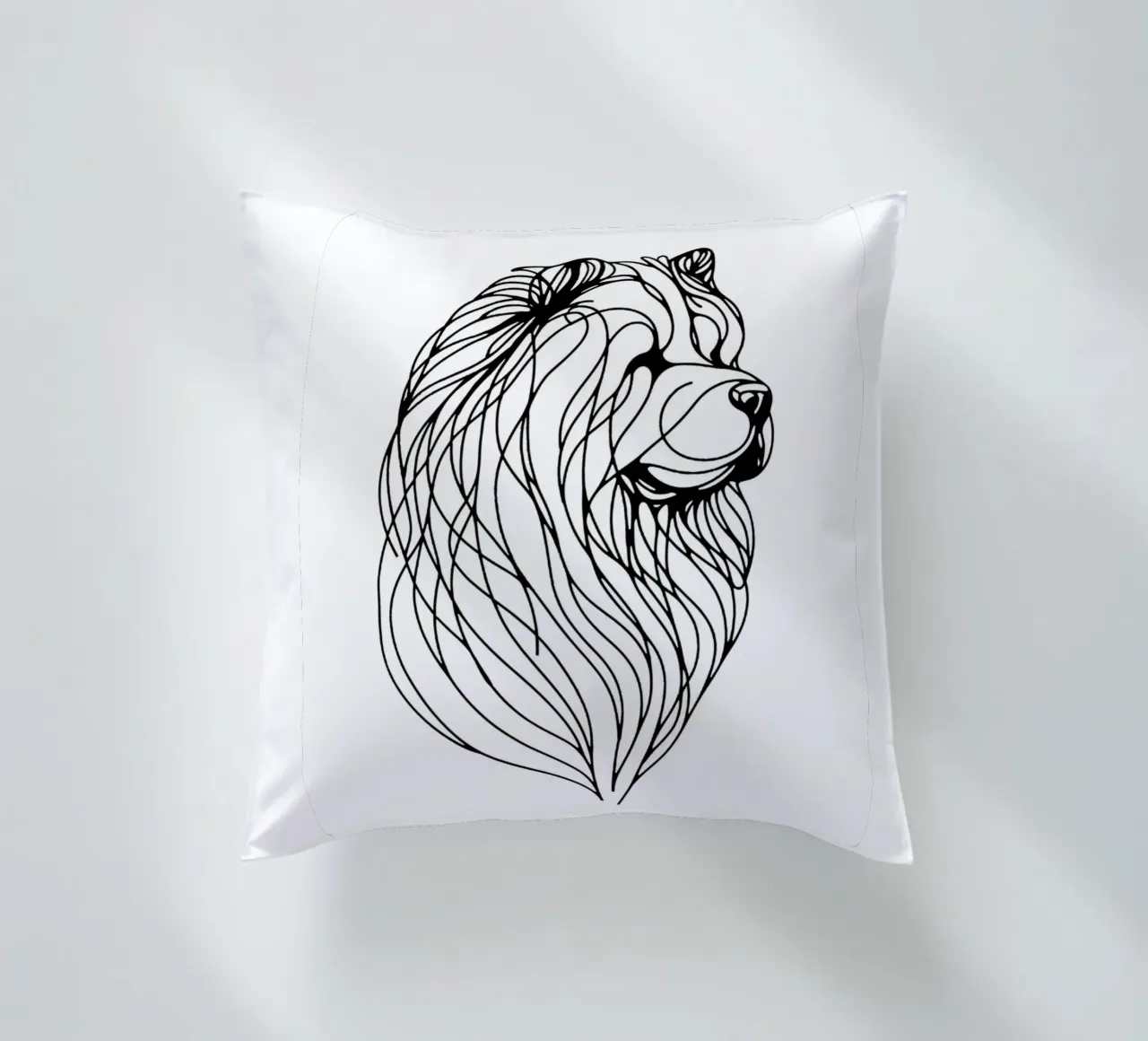 Disegno artistico lineare del cane Chow Chow cuscino da WijdevenDesign