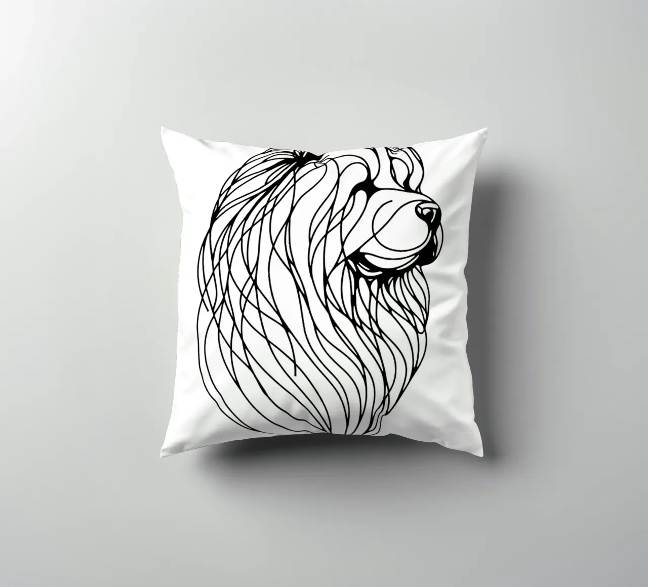Disegno artistico lineare del cane Chow Chow cuscino da WijdevenDesign