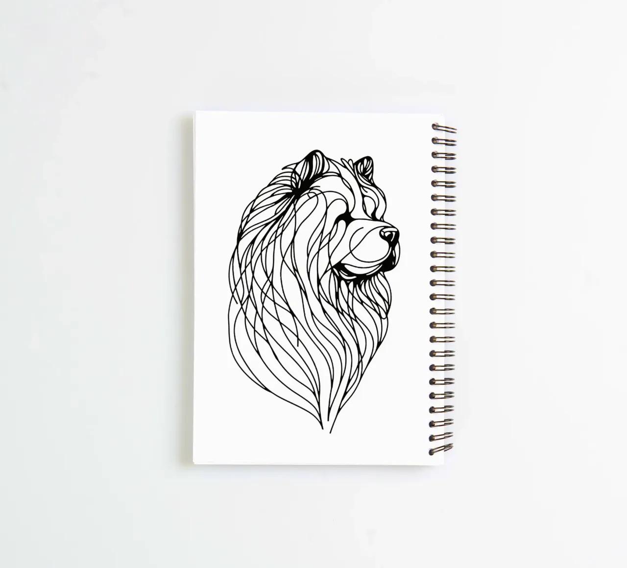 Chow Chow Dog Line Art Drawing spiral notebook by WijdevenDesign