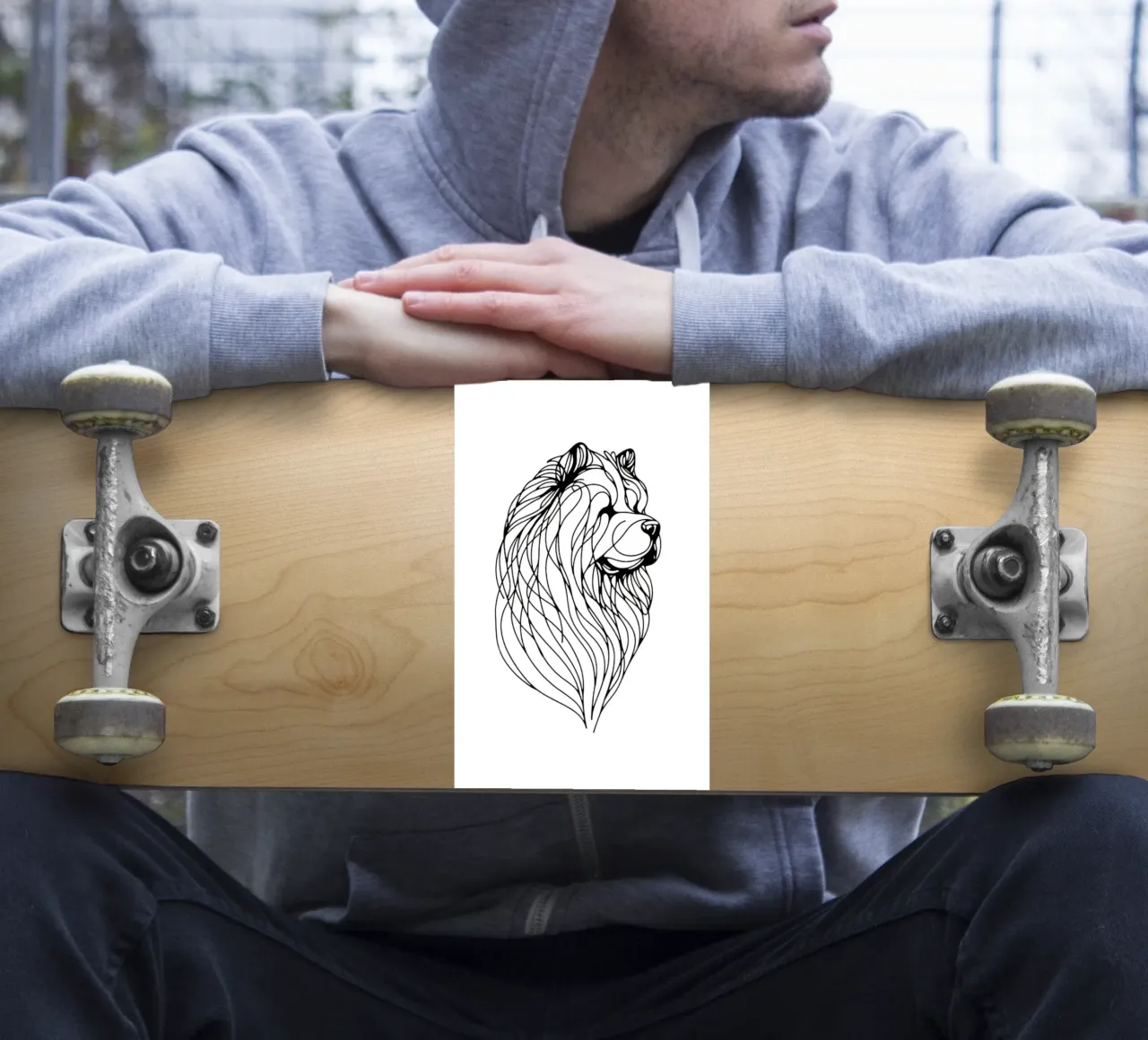 Chien Chow Chow Dessin au trait autocollant de WijdevenDesign