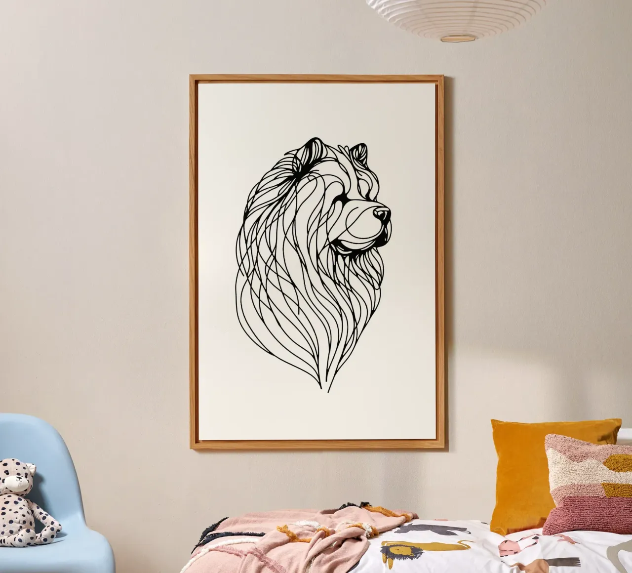 Chien Chow Chow Dessin au trait alu dibond de WijdevenDesign