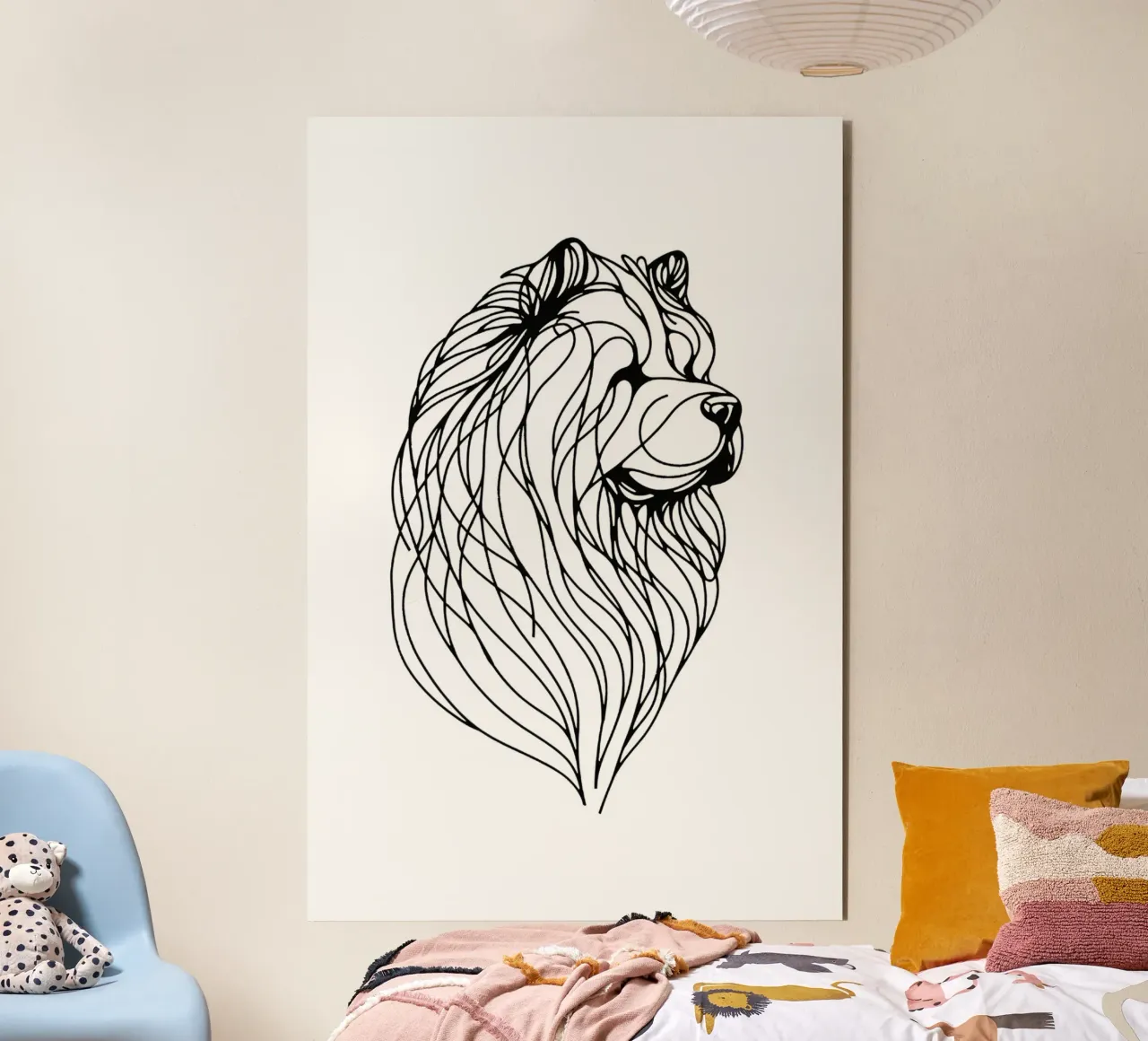 Chien Chow Chow Dessin au trait alu dibond de WijdevenDesign