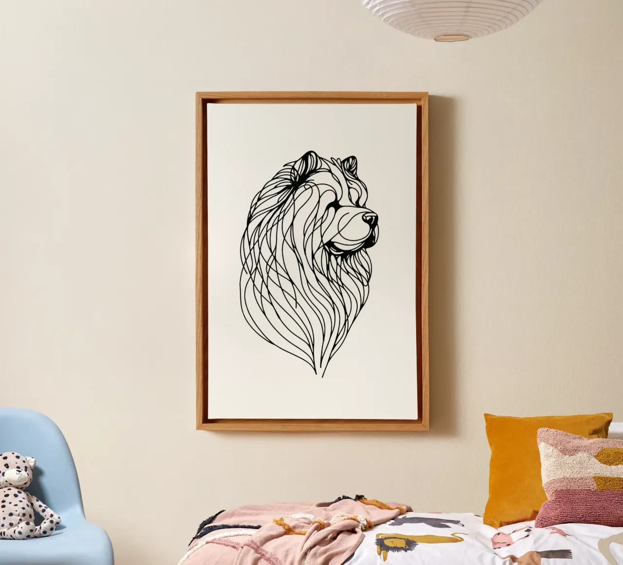 Chow Chow Dog Line Art Drawing canvas by WijdevenDesign