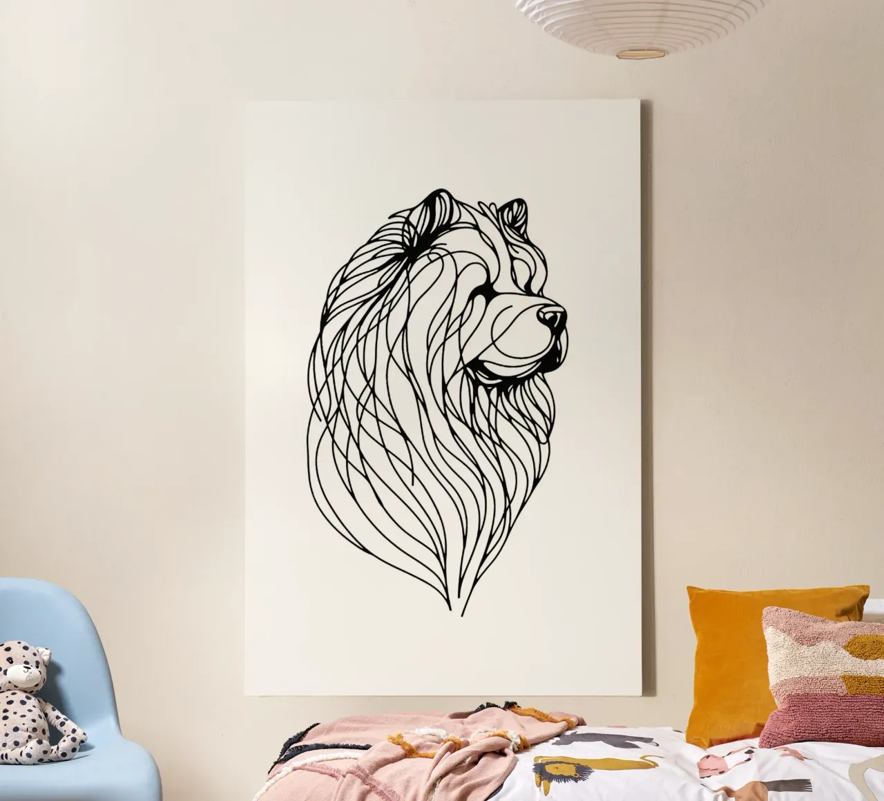 Chow Chow Dog Line Art Drawing canvas by WijdevenDesign