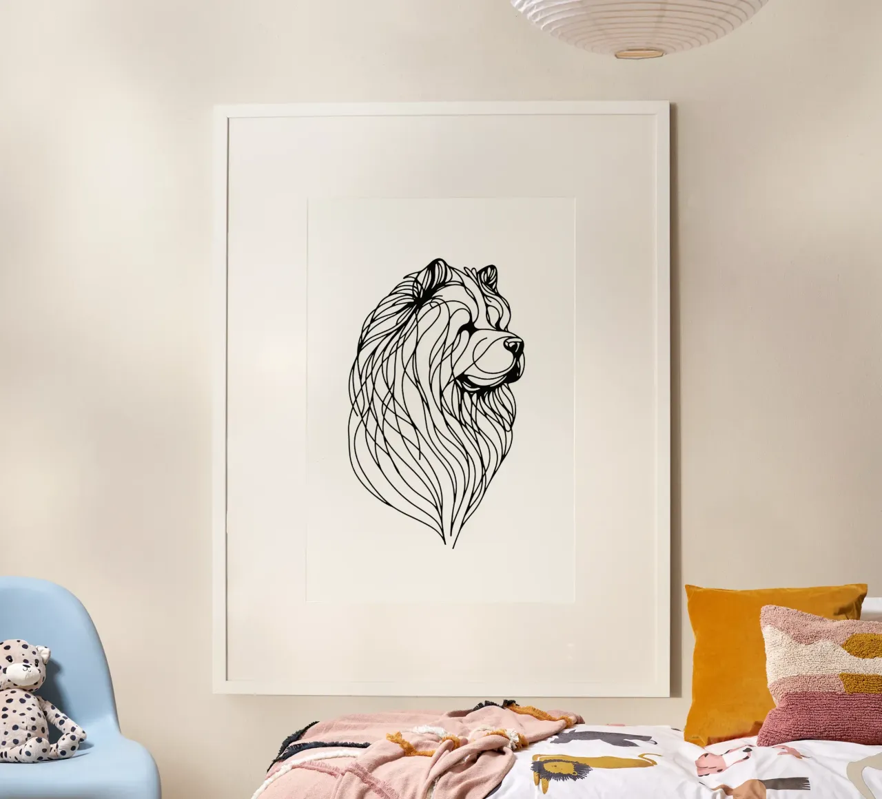 Chien Chow Chow Dessin au trait hahnemühle de WijdevenDesign