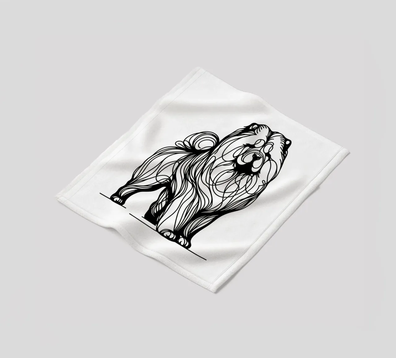 Chien Chow Chow Dessin au trait plaid polaire de WijdevenDesign